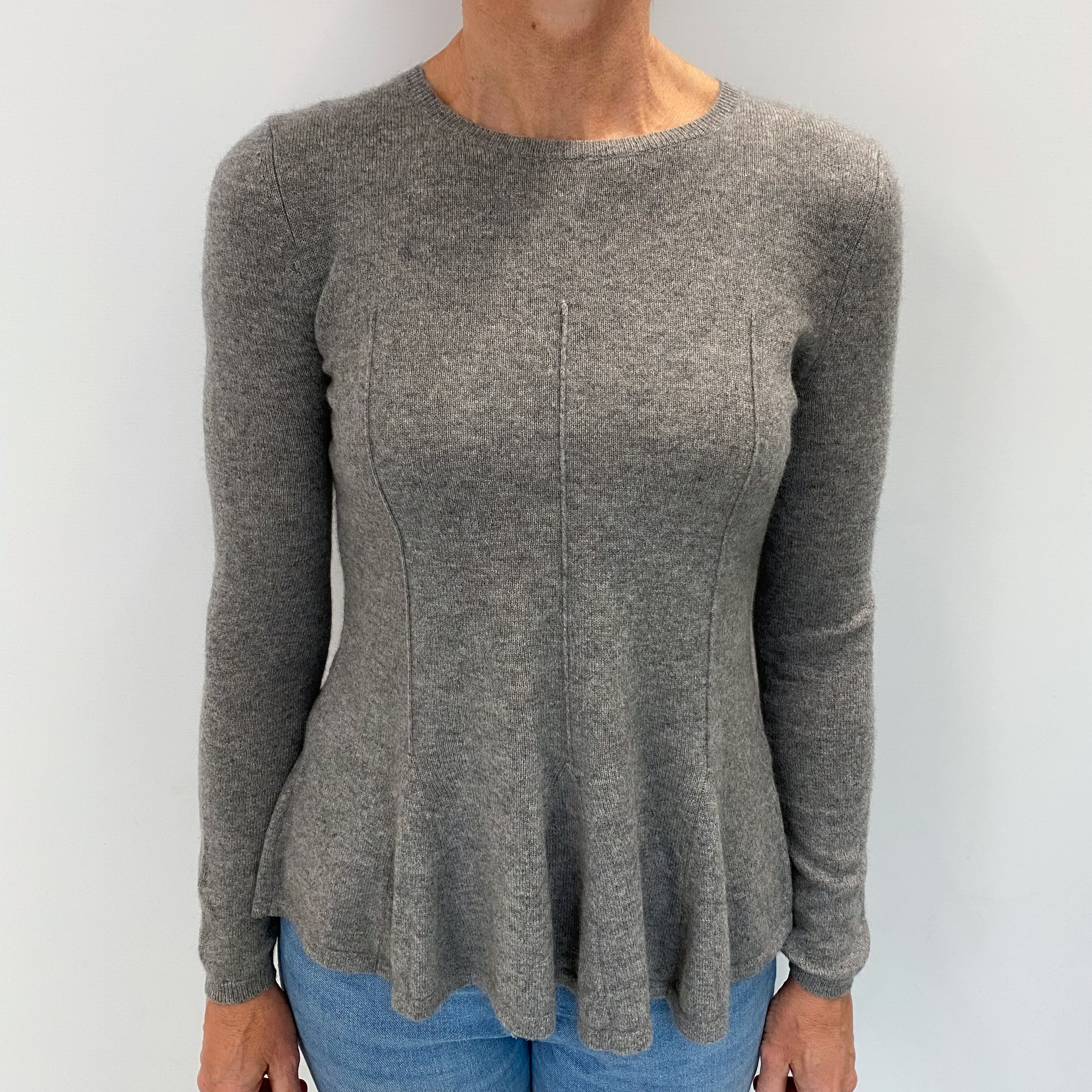 Ash Grey Cashmere Crew Neck Jumper Small