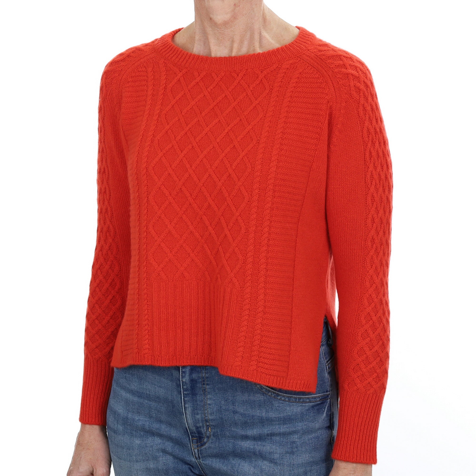 Spanish Red Cashmere Crew Neck Jumper Small