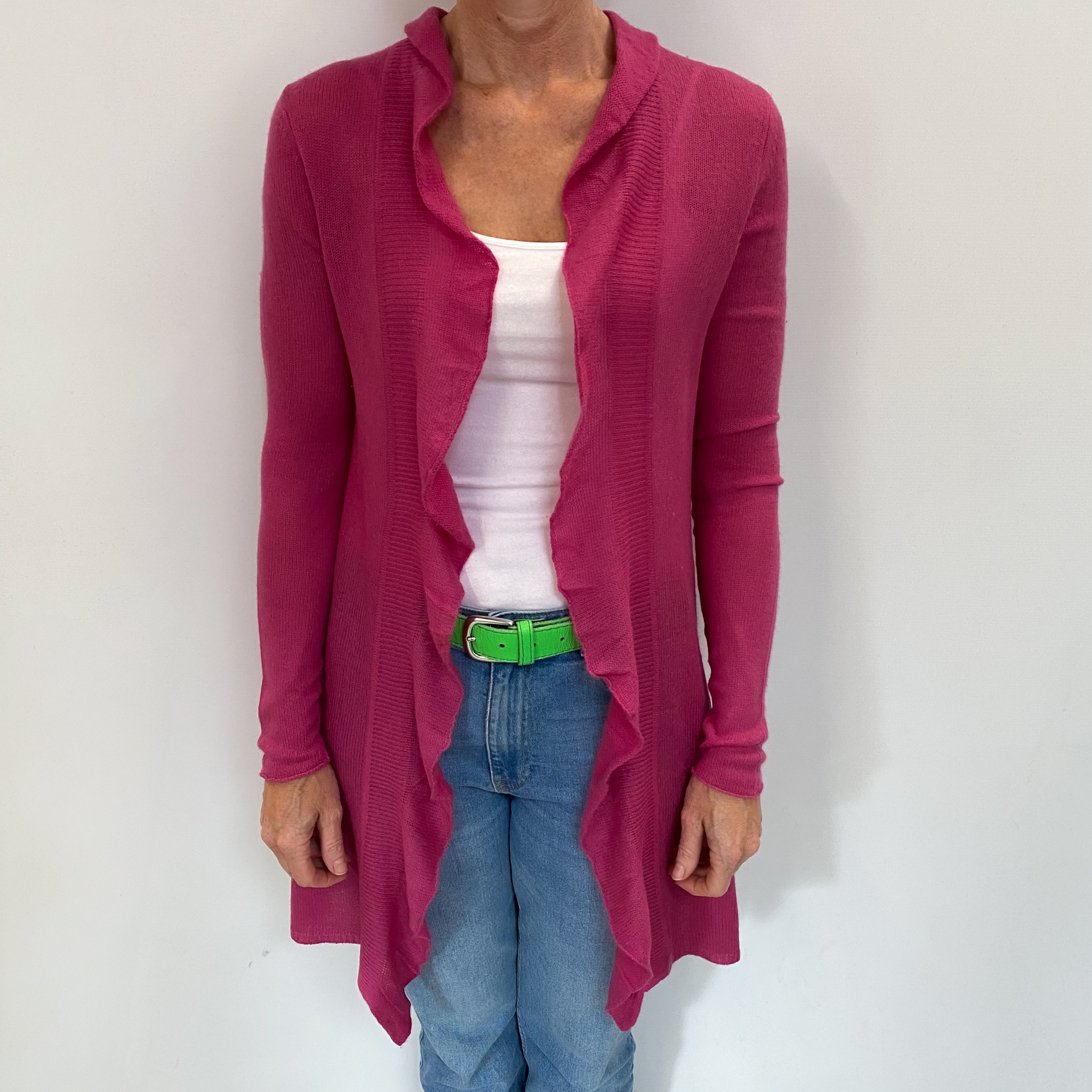 Rose Pink Cashmere Edge To Edge Cardigan Small