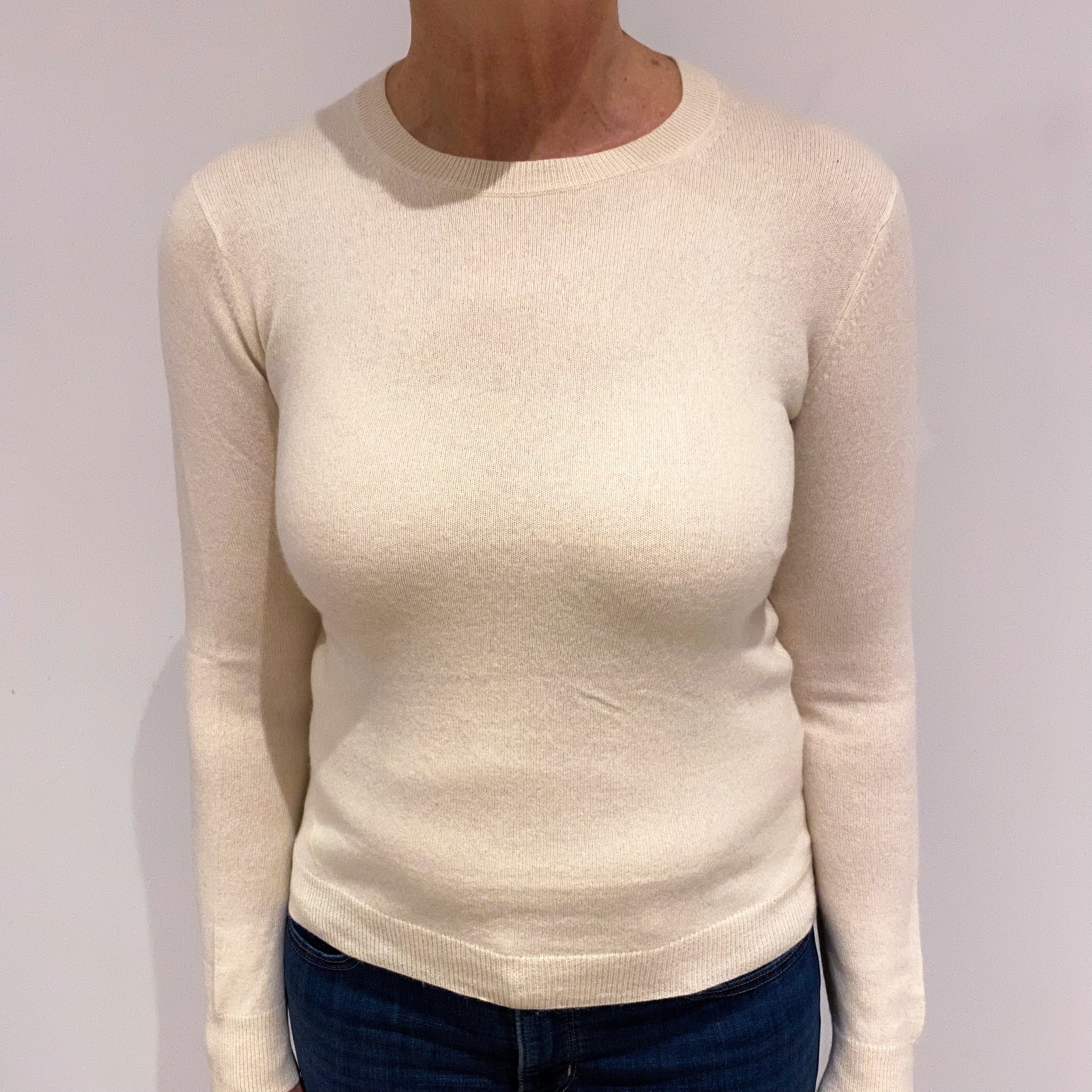 Vanilla Cream Cashmere Crew Neck Jumper Medium