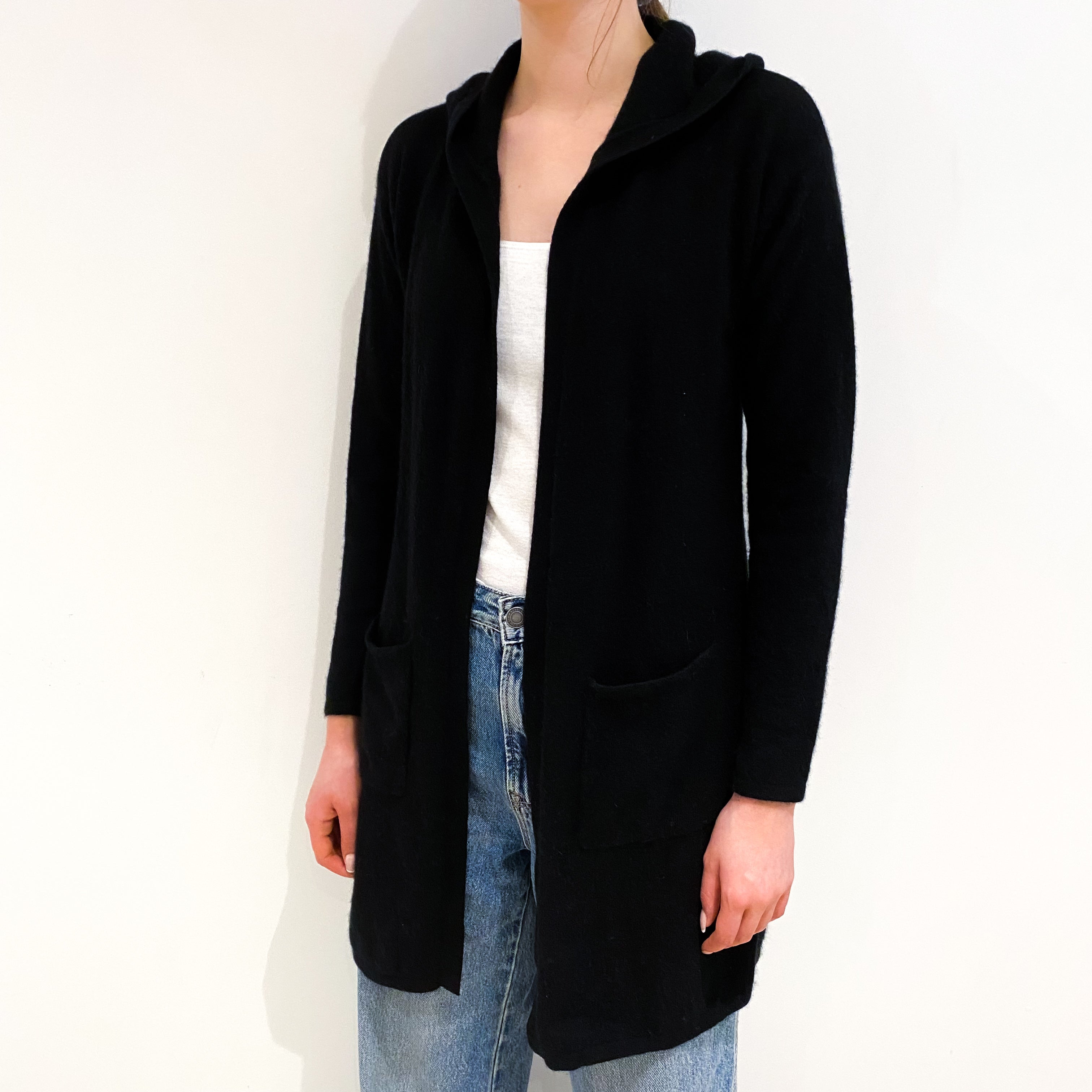 Black Cashmere Edge To Edge Cardigan Extra Small