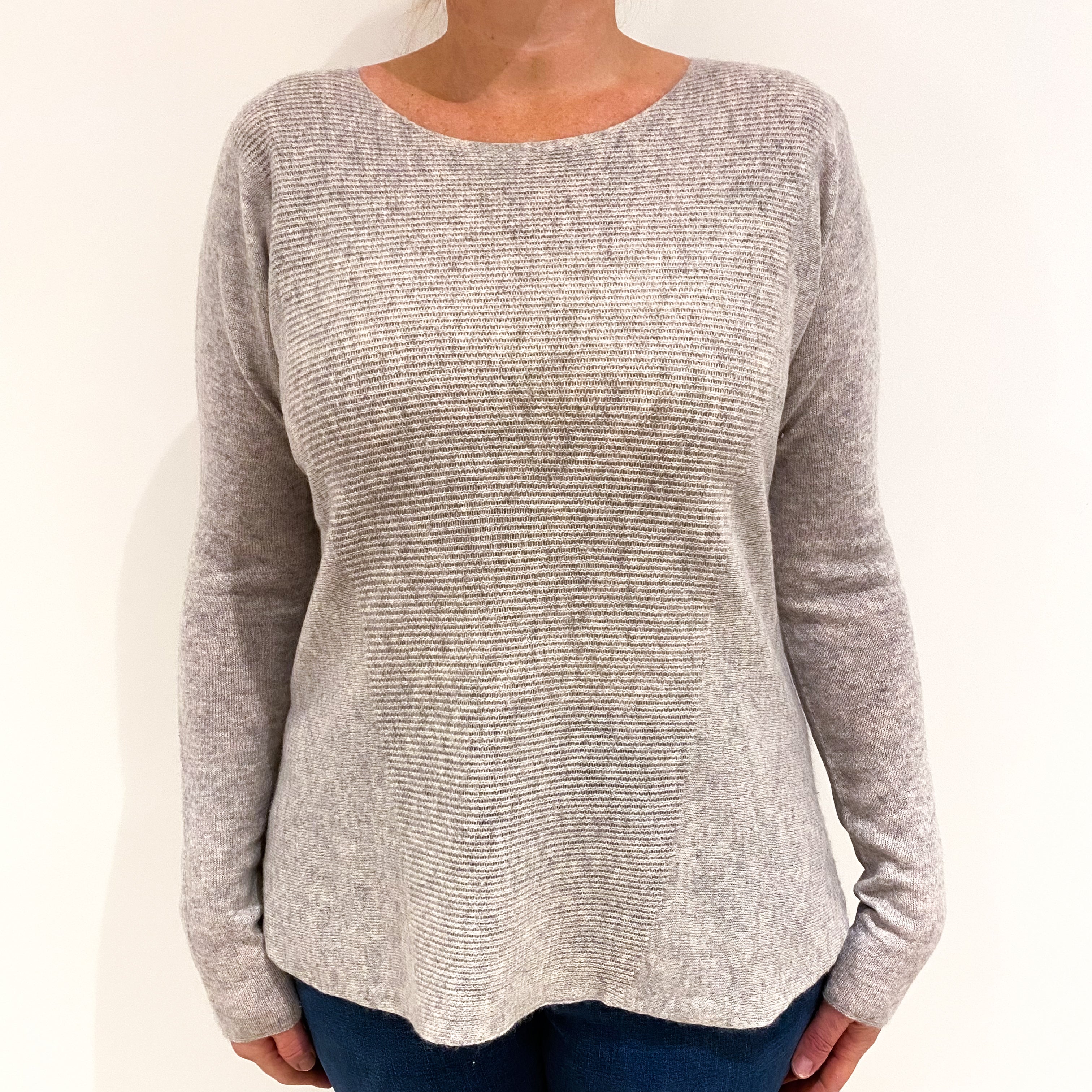 Smoke Grey Batwing Cashmere Crew Neck Jumper Large