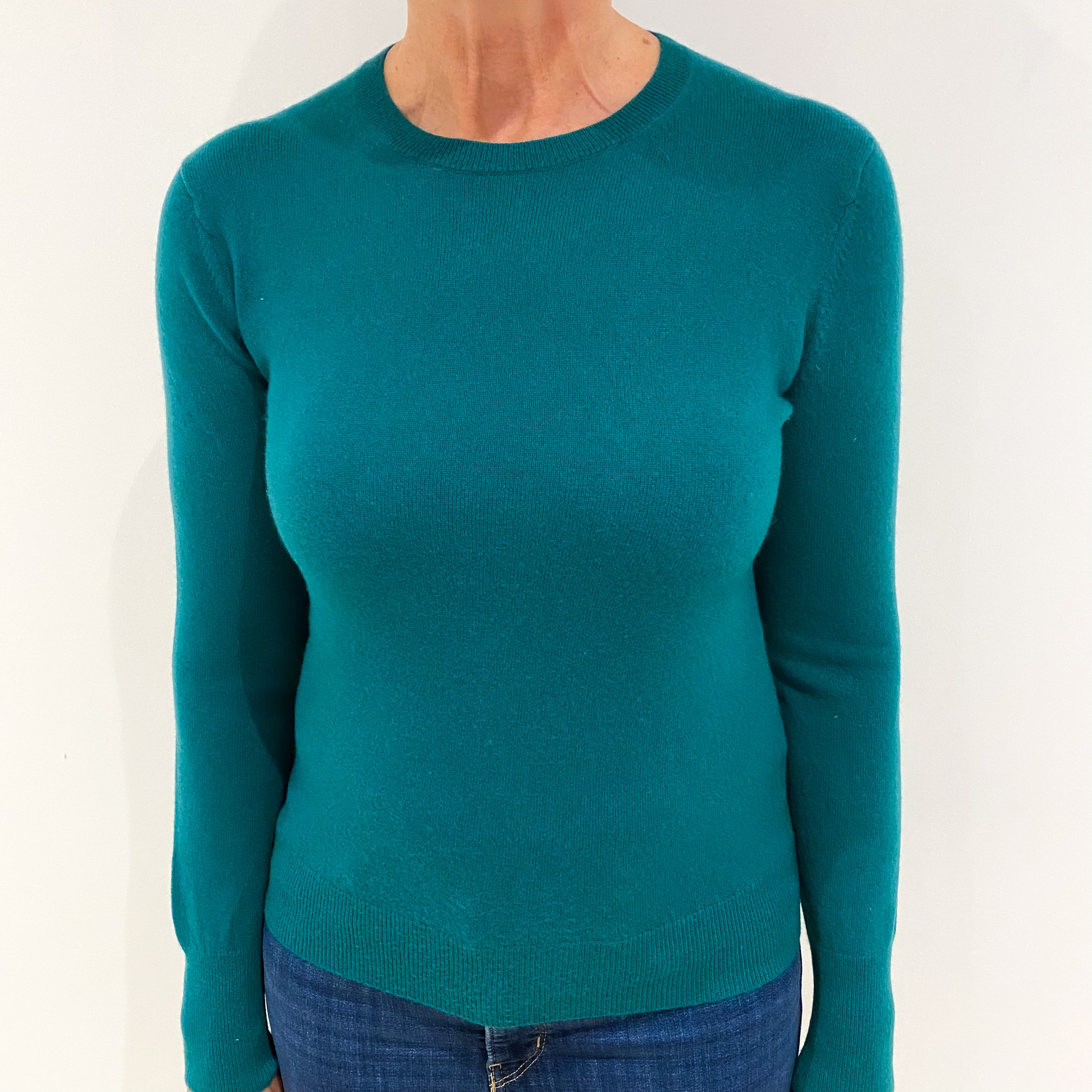 Shamrock Green Cashmere Crew Neck Jumper Medium