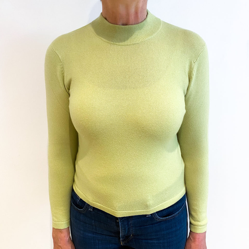 Pistachio Green Cashmere Turtle Neck Jumper Medium