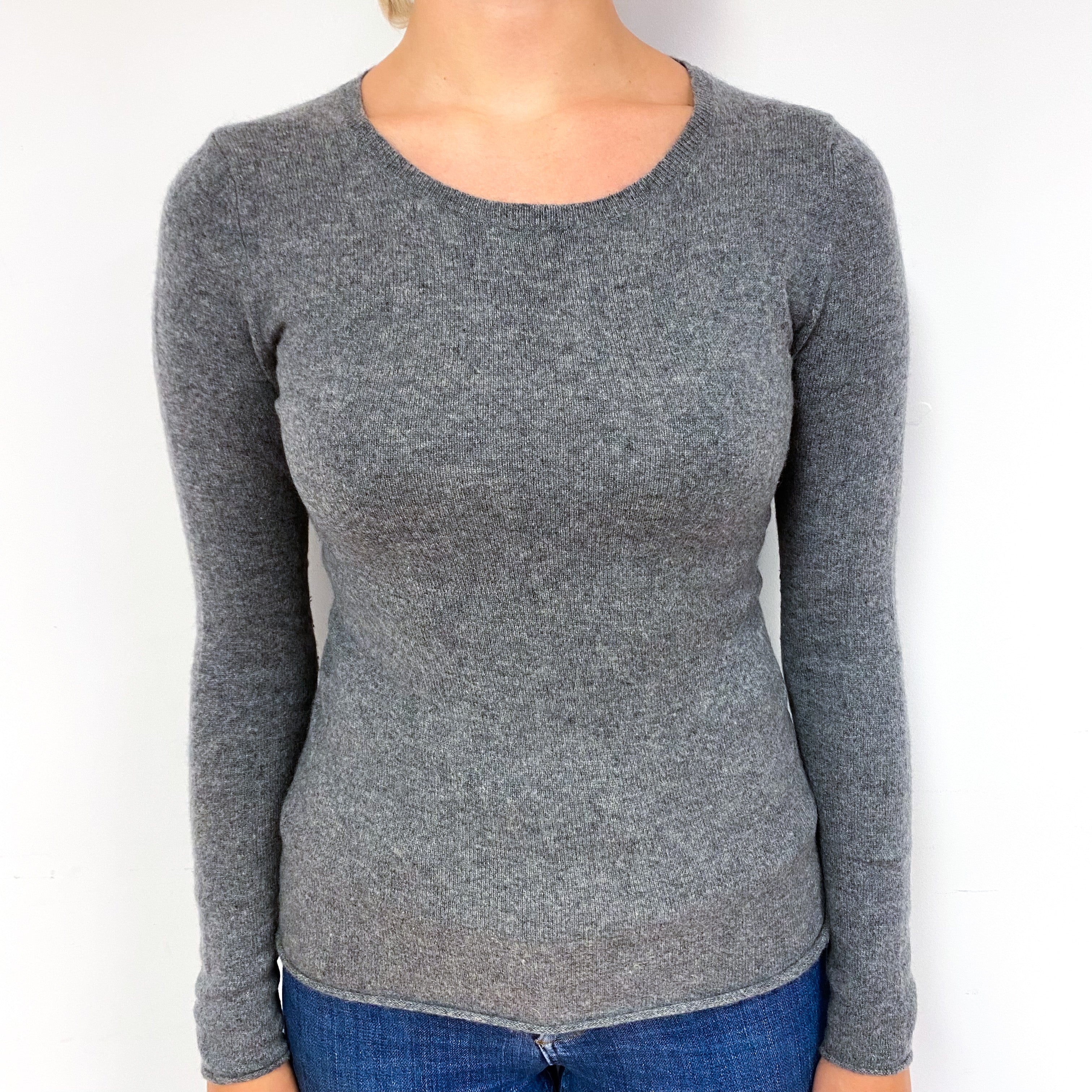 Ash Grey Cashmere Crew Neck Jumper Small