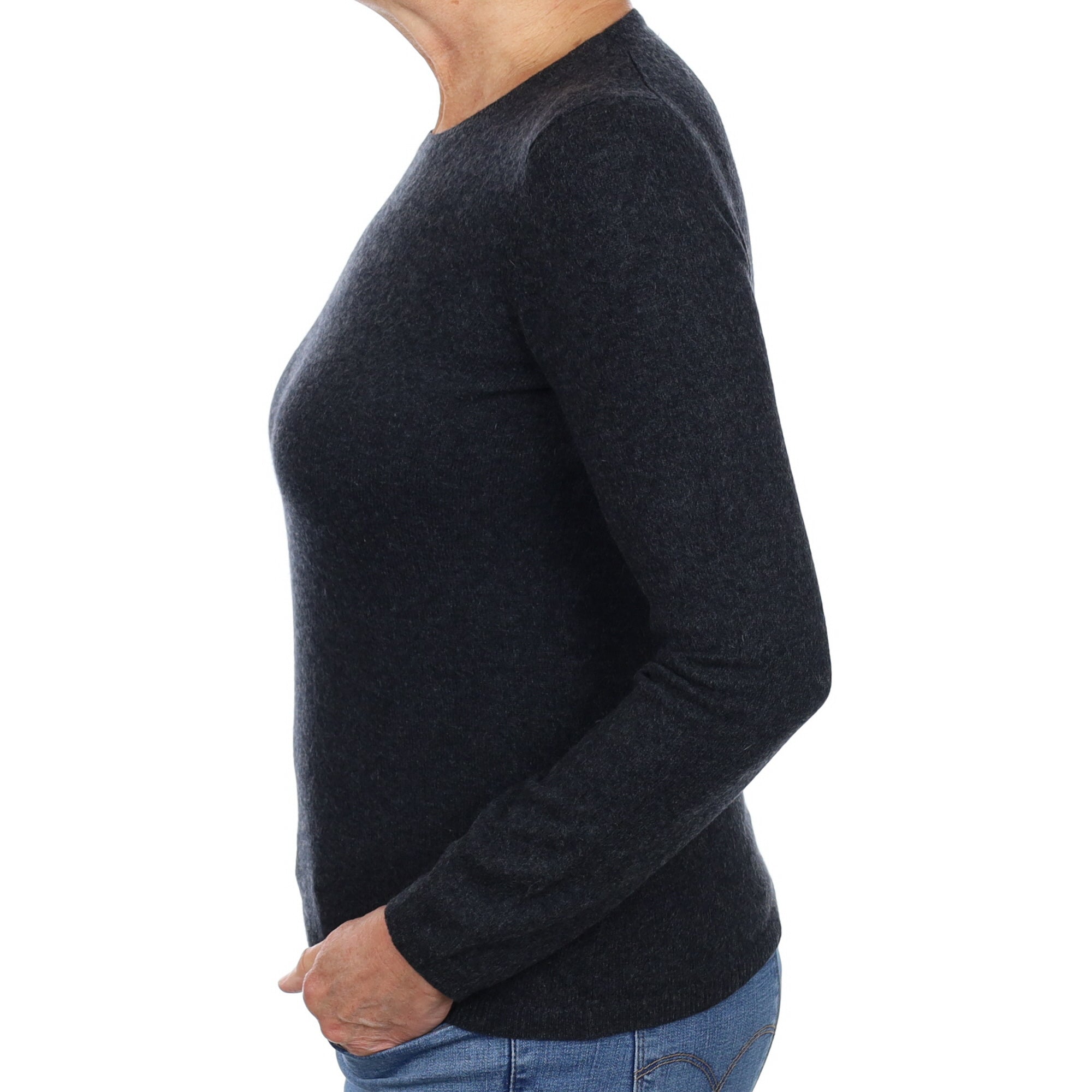 Charcoal Grey Cashmere Crew Neck Jumper Medium