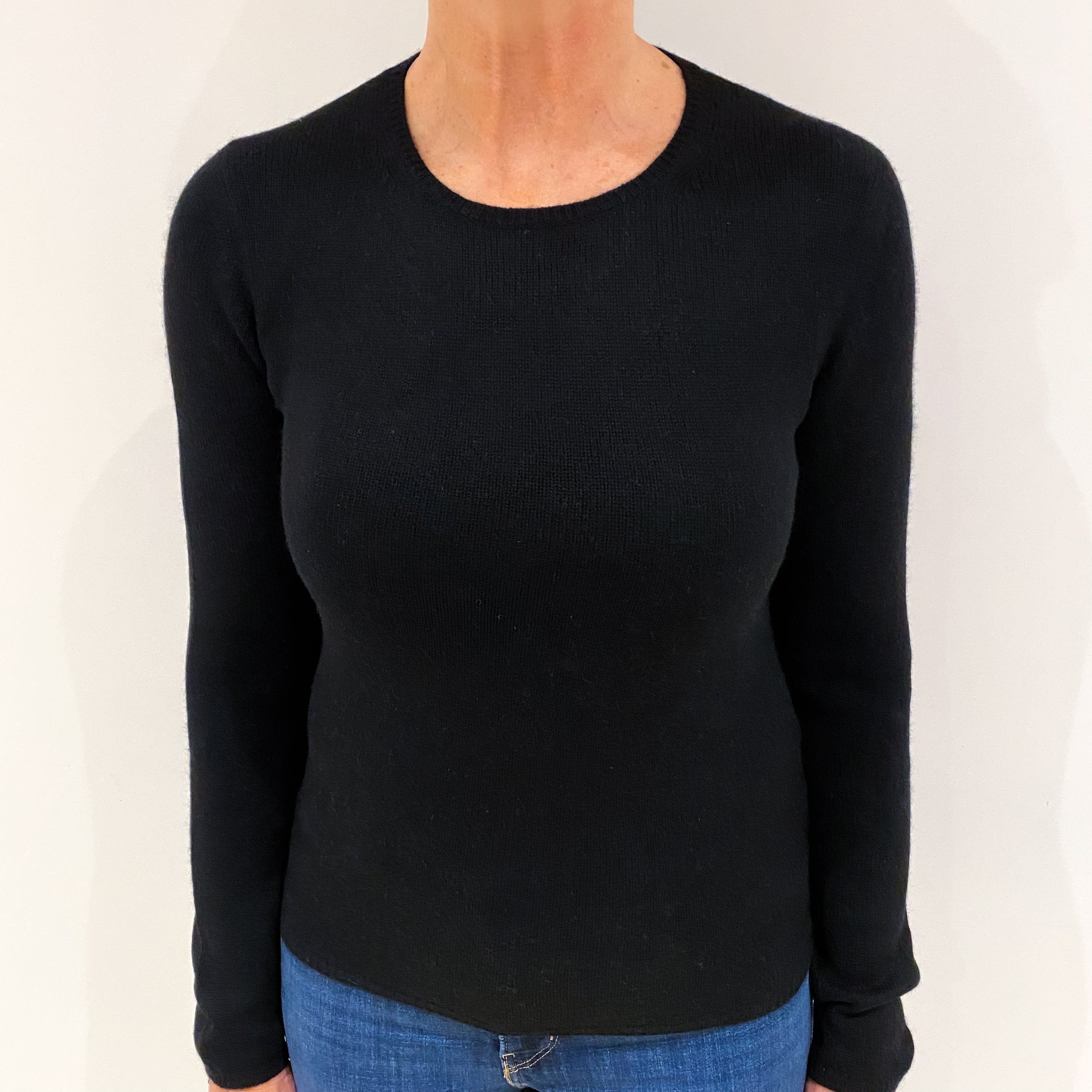 Repeat Black Cashmere Crew Neck Heavy Knit Jumper Medium
