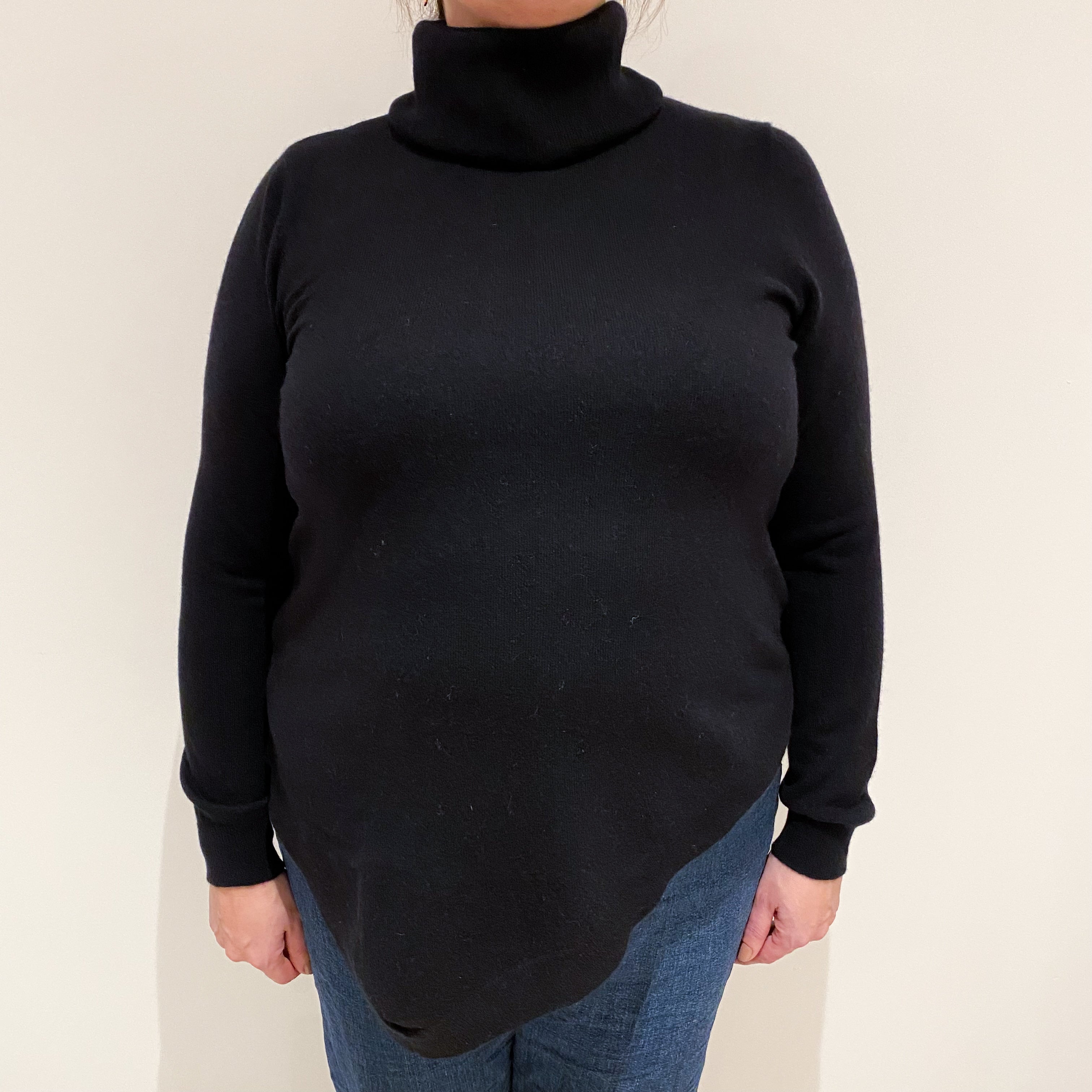 Black Cashmere Cowl Neck Jumper Extra Large