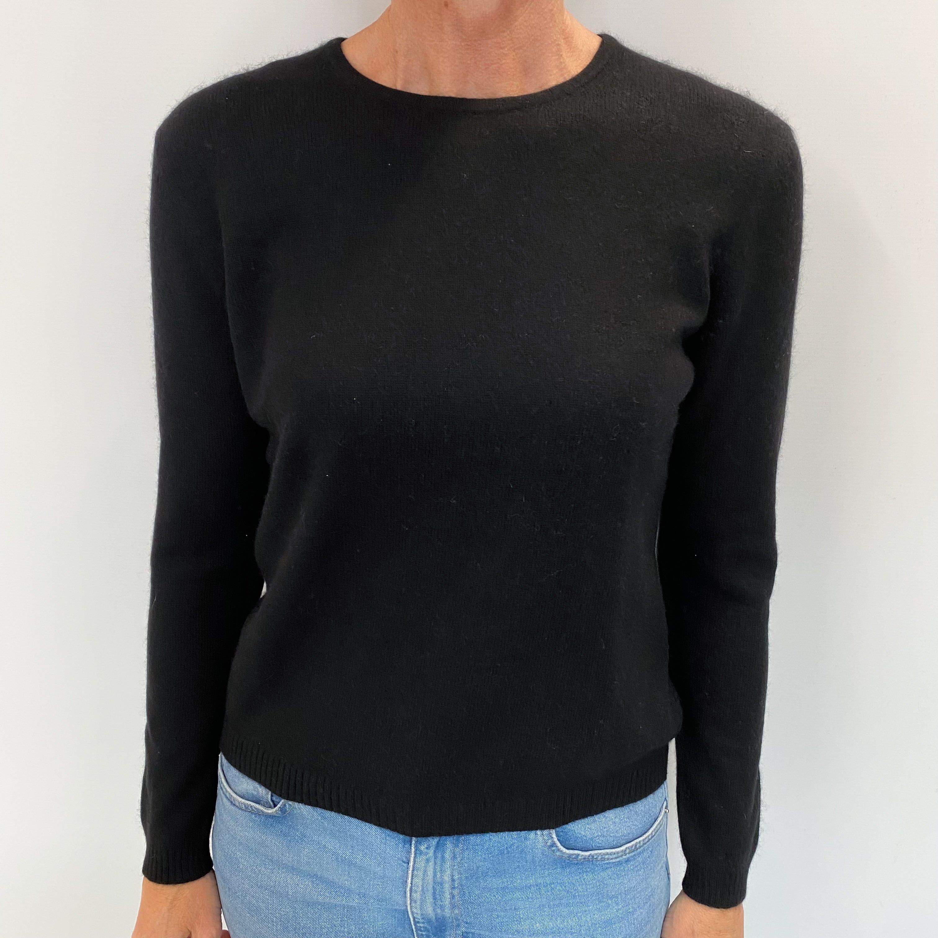 Black Cashmere Crew Neck Jumper Small