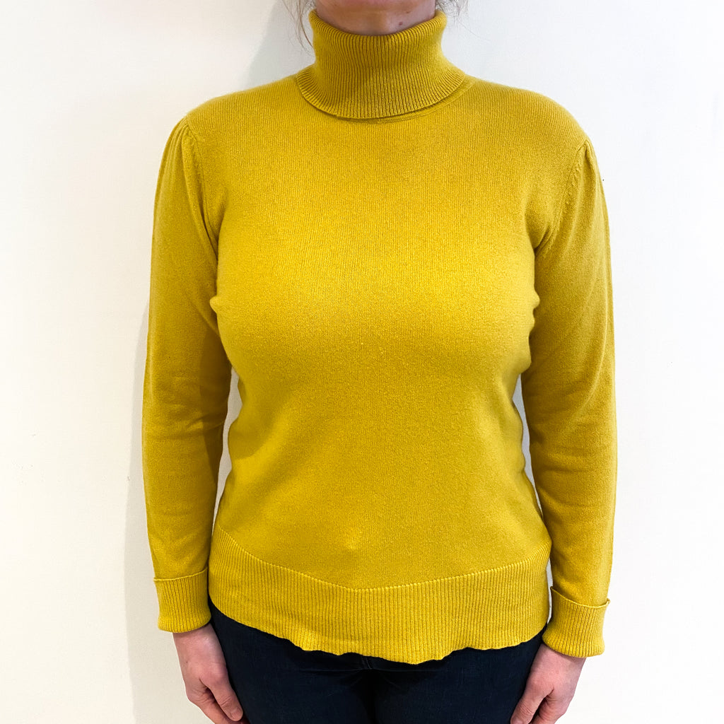 Sunflower Yellow Cashmere Polo Neck Jumper Large