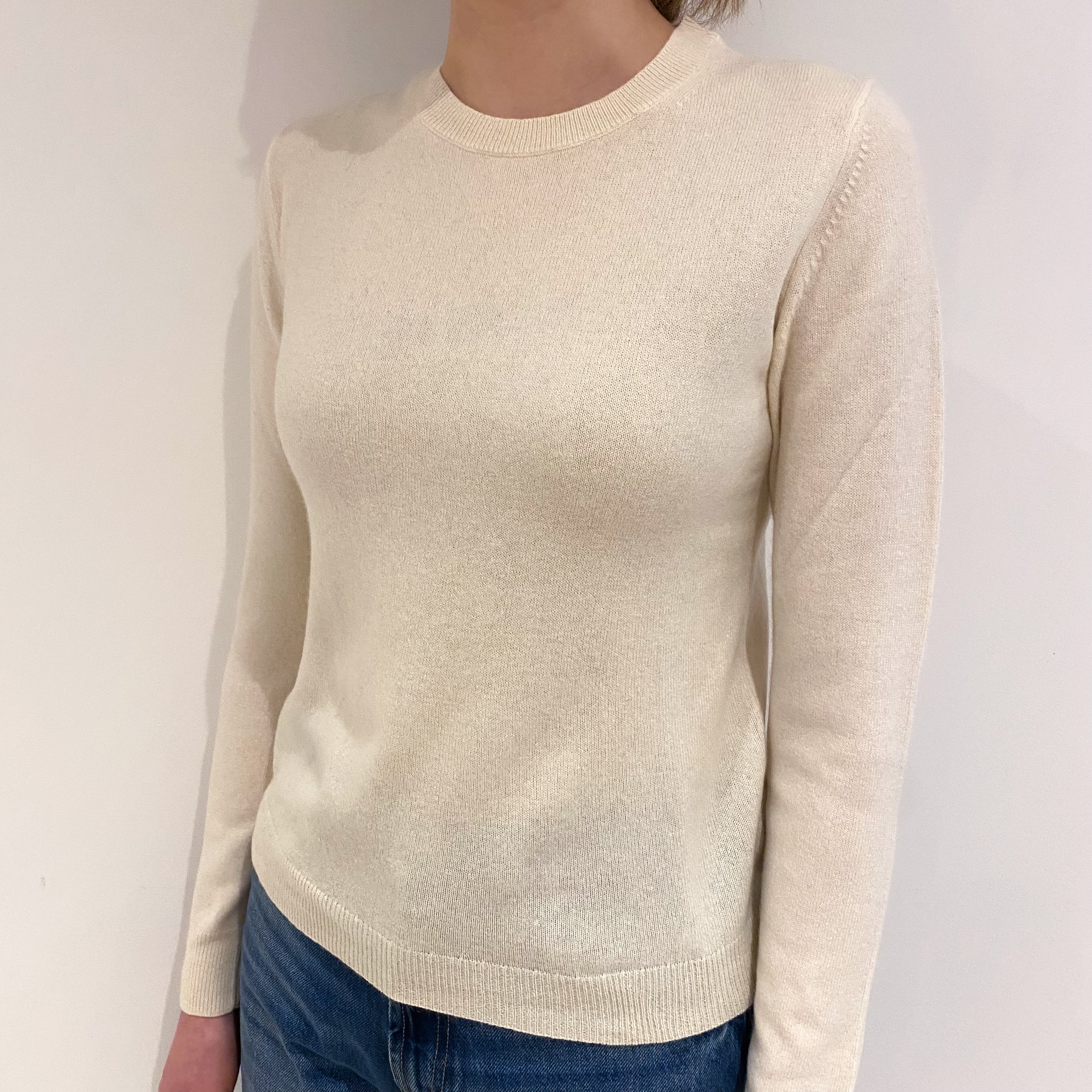 Ivory Cashmere Crew Neck Jumper Extra Small