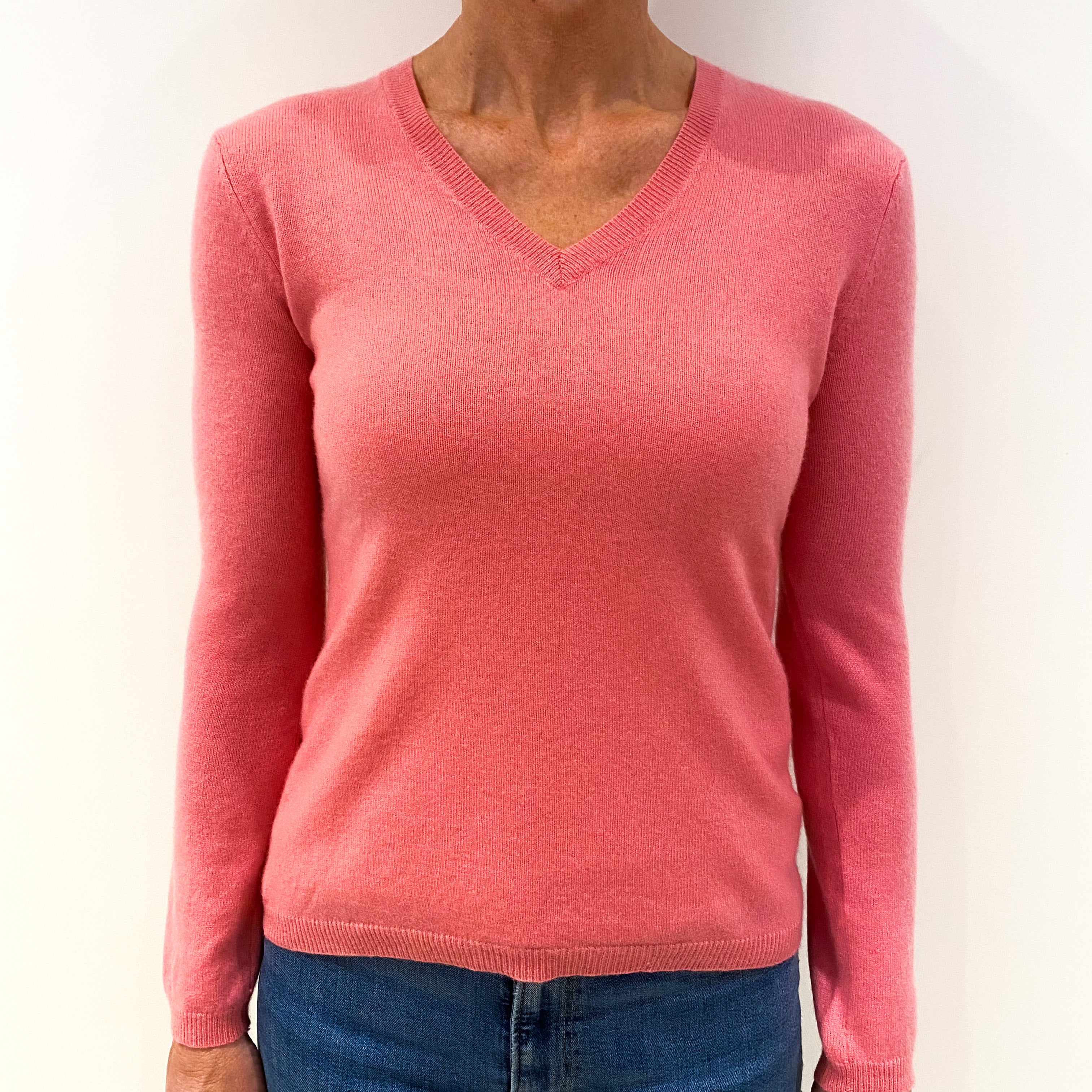 Bubblegum Pink Cashmere V-Neck Jumper Small