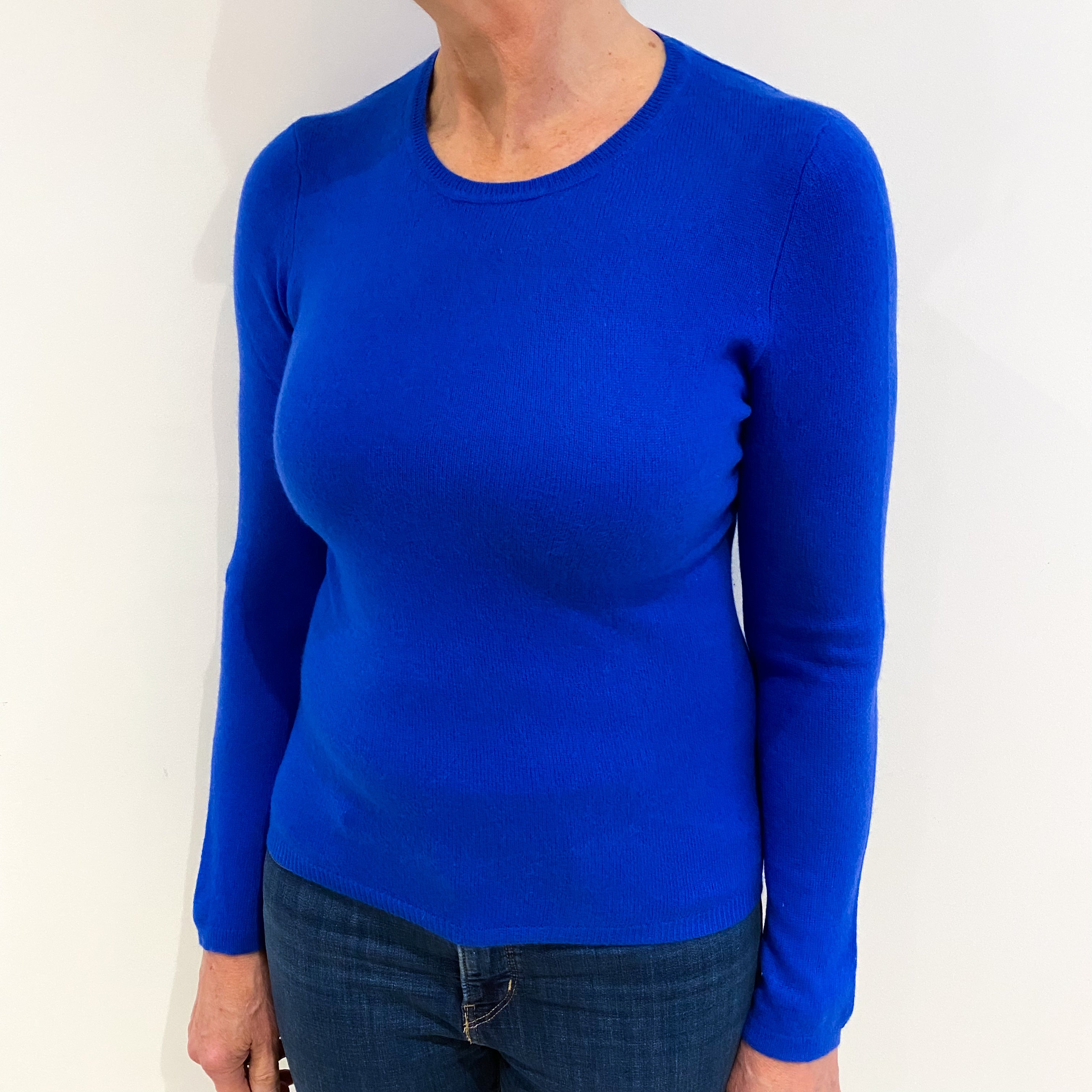 Royal Blue Cashmere Crew Neck Jumper Medium