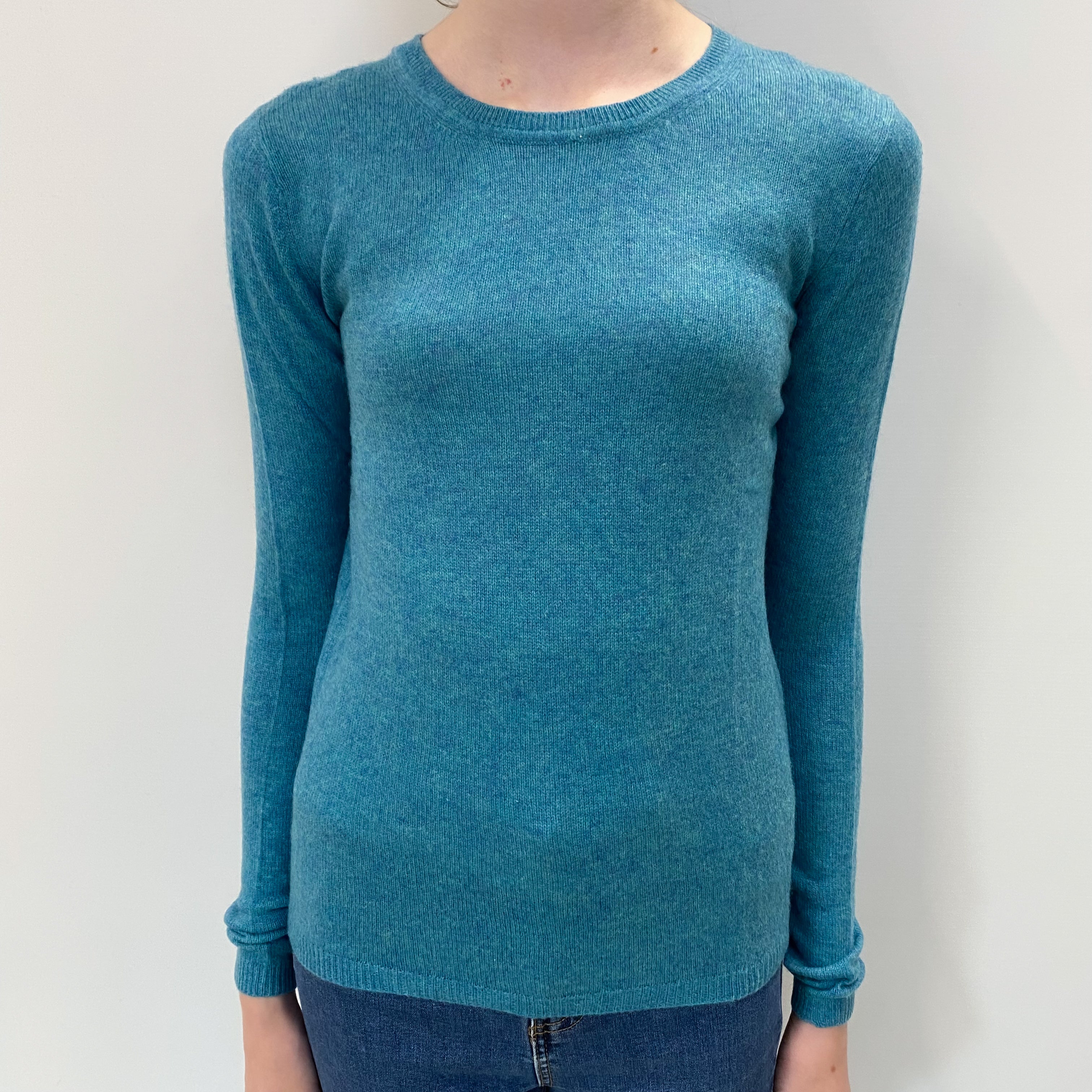 Aqua Blue Cashmere Crew Neck Jumper Extra Small