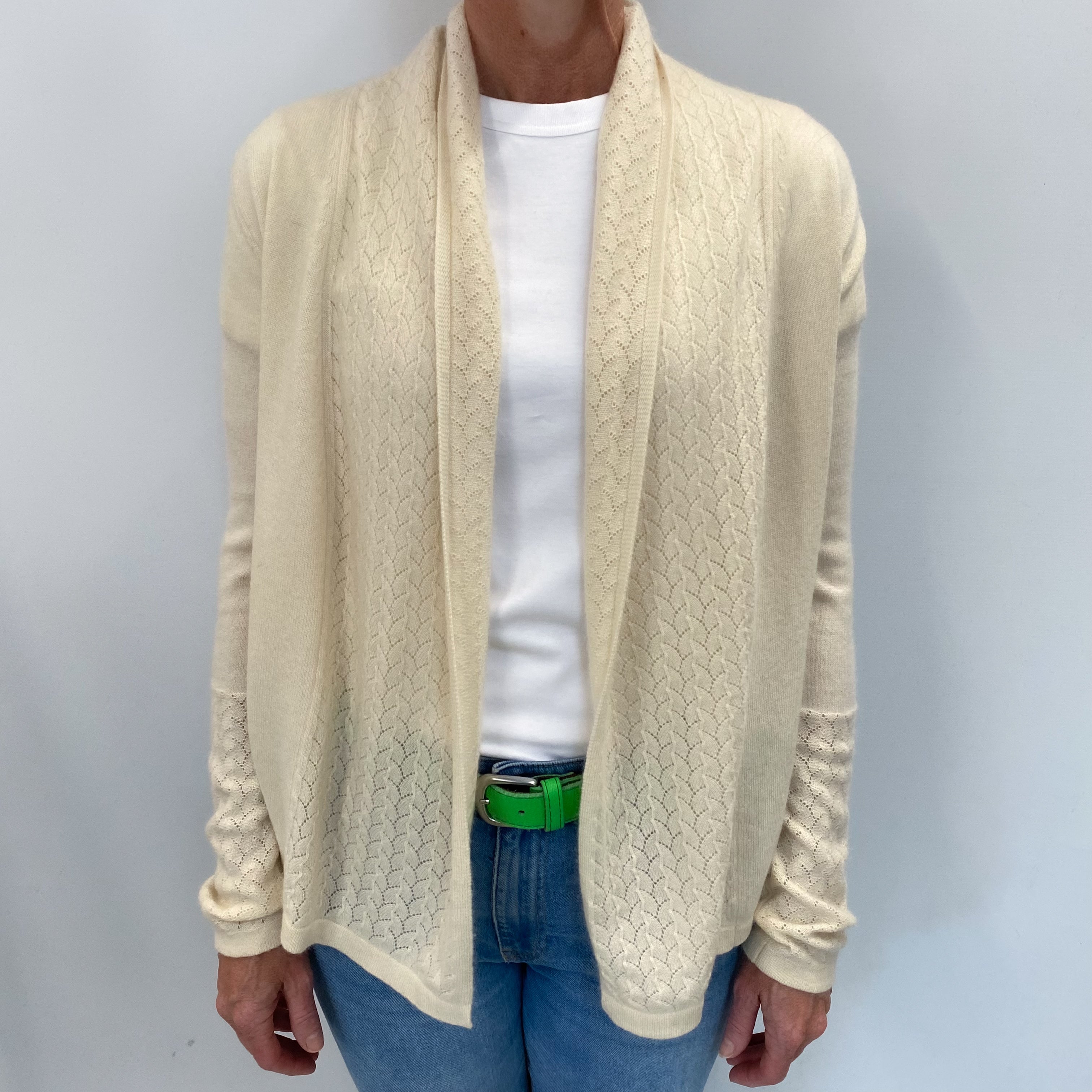 Vanilla Cream Cashmere Edge To Edge Cardigan Small