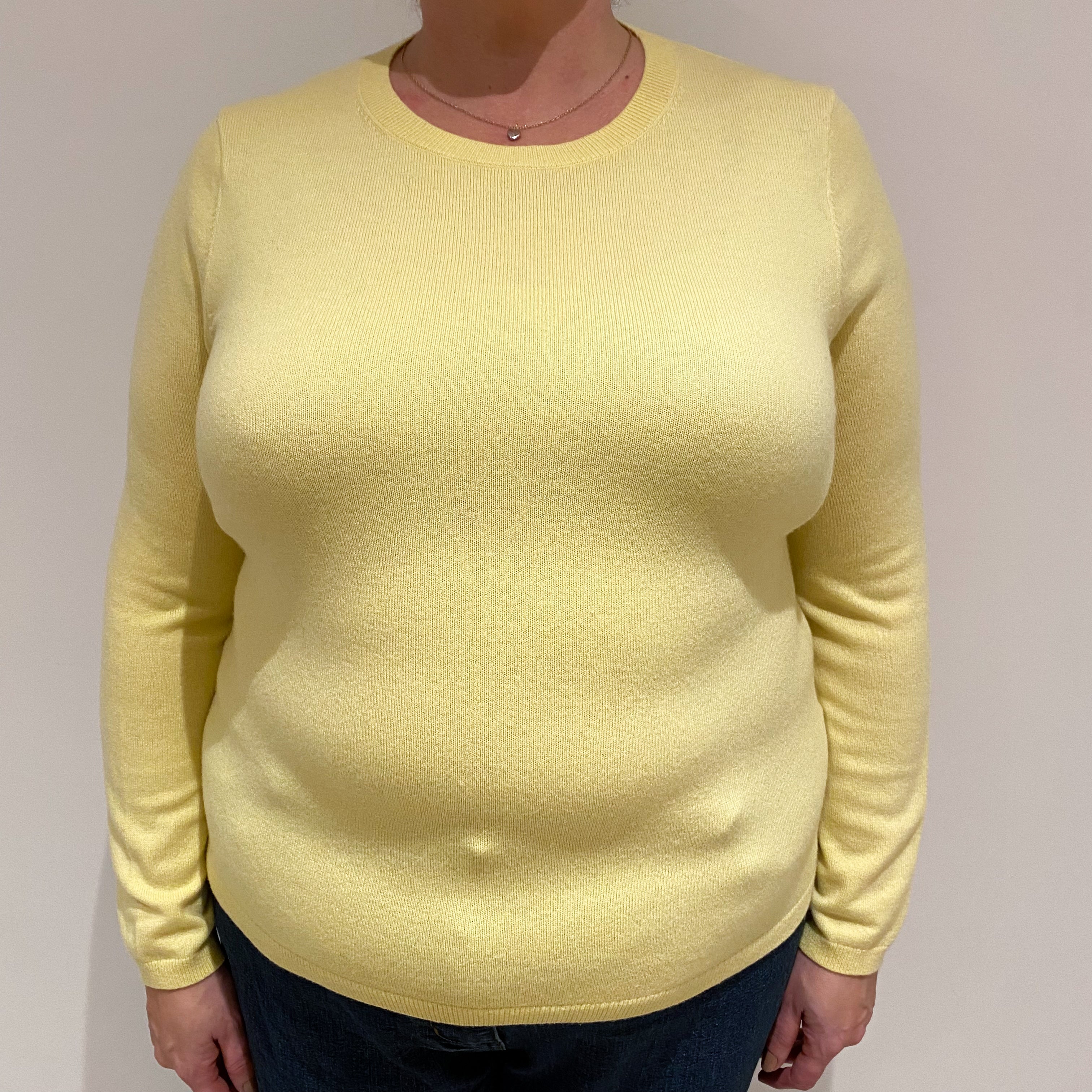 Lemon Yellow Cashmere Crew Neck Jumper Extra Large