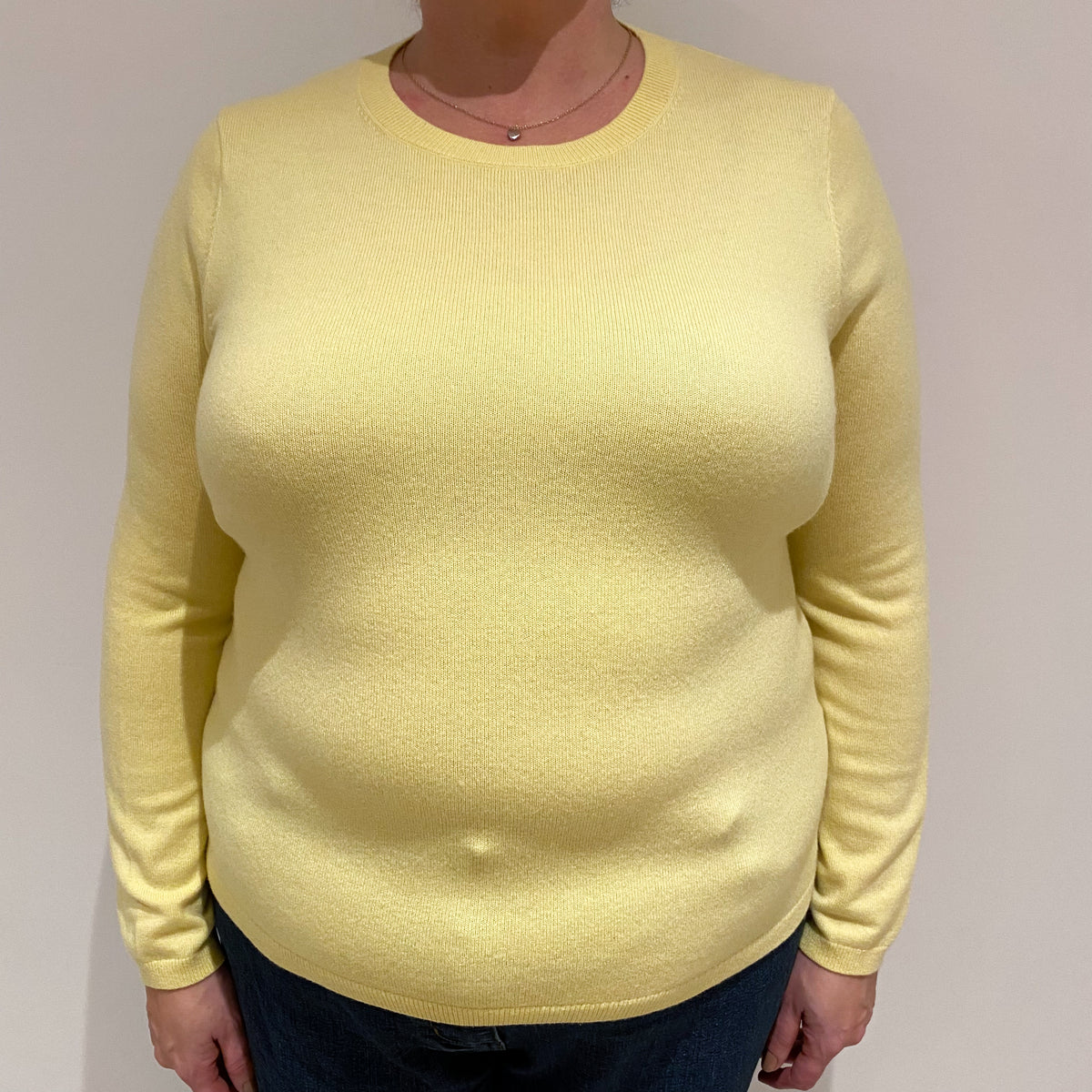 Lemon Yellow Cashmere Crew Neck Jumper Extra Large
