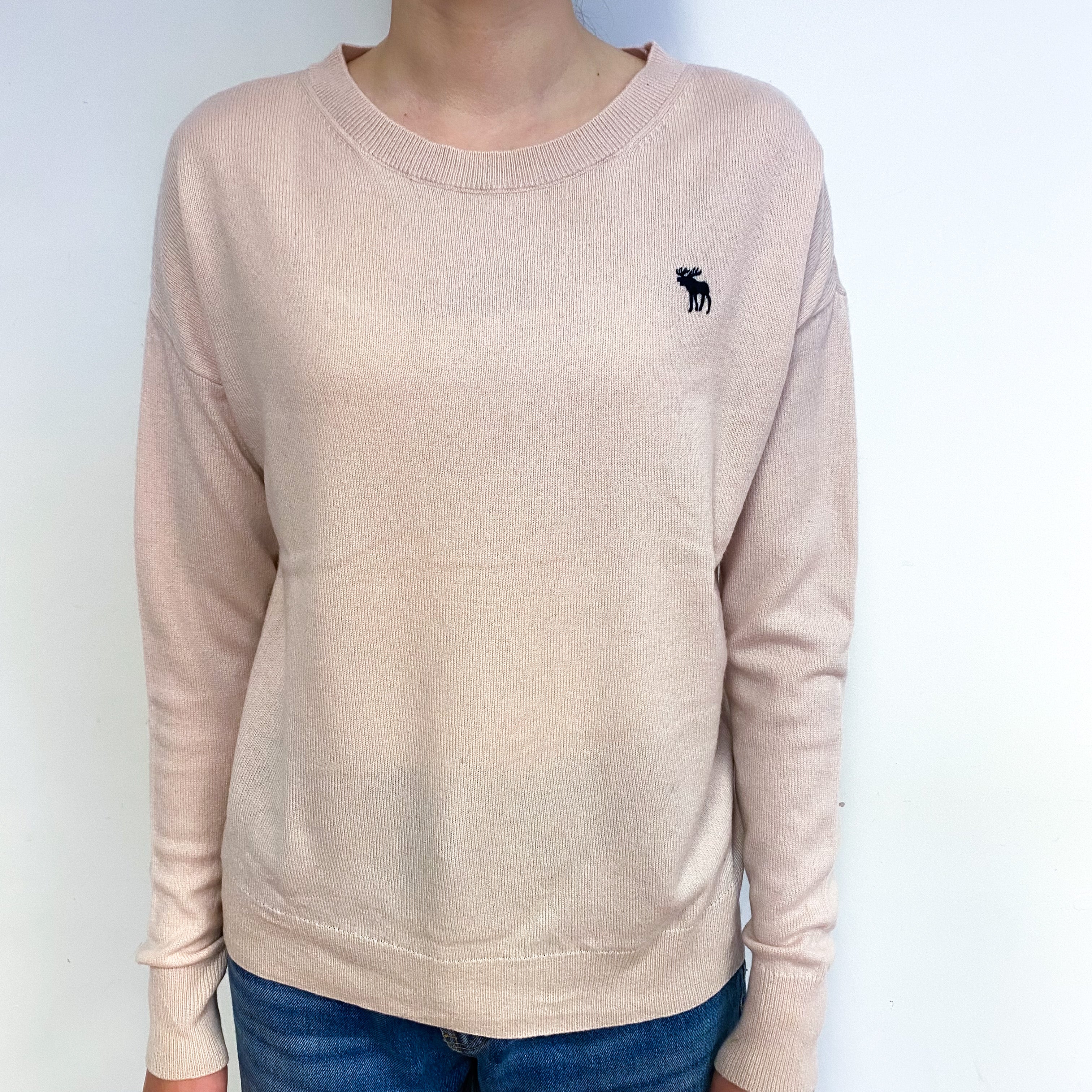 Pale Shell Pink Cashmere Crew Neck Jumper Extra Small