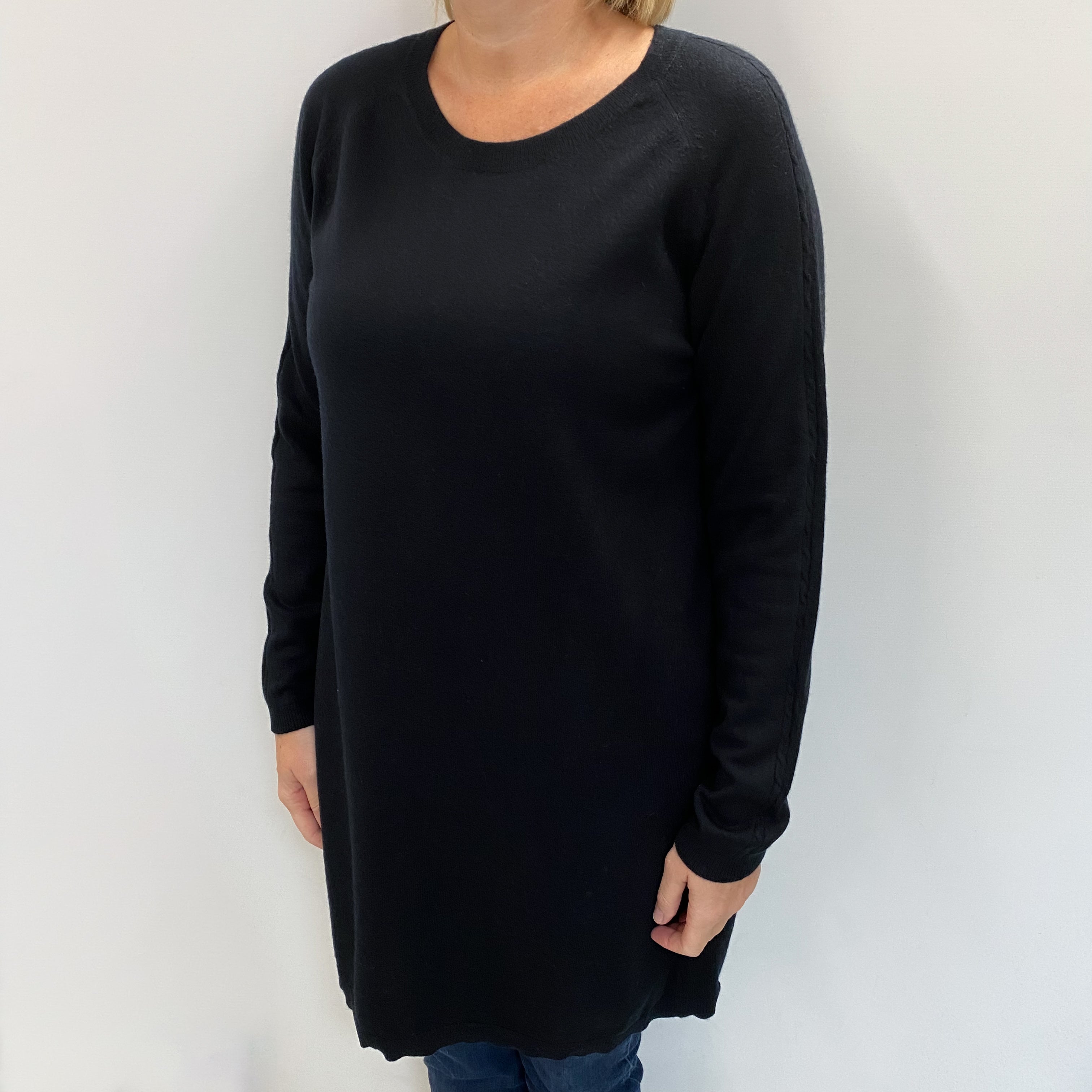 Black Cashmere Crew Neck Jumper Large