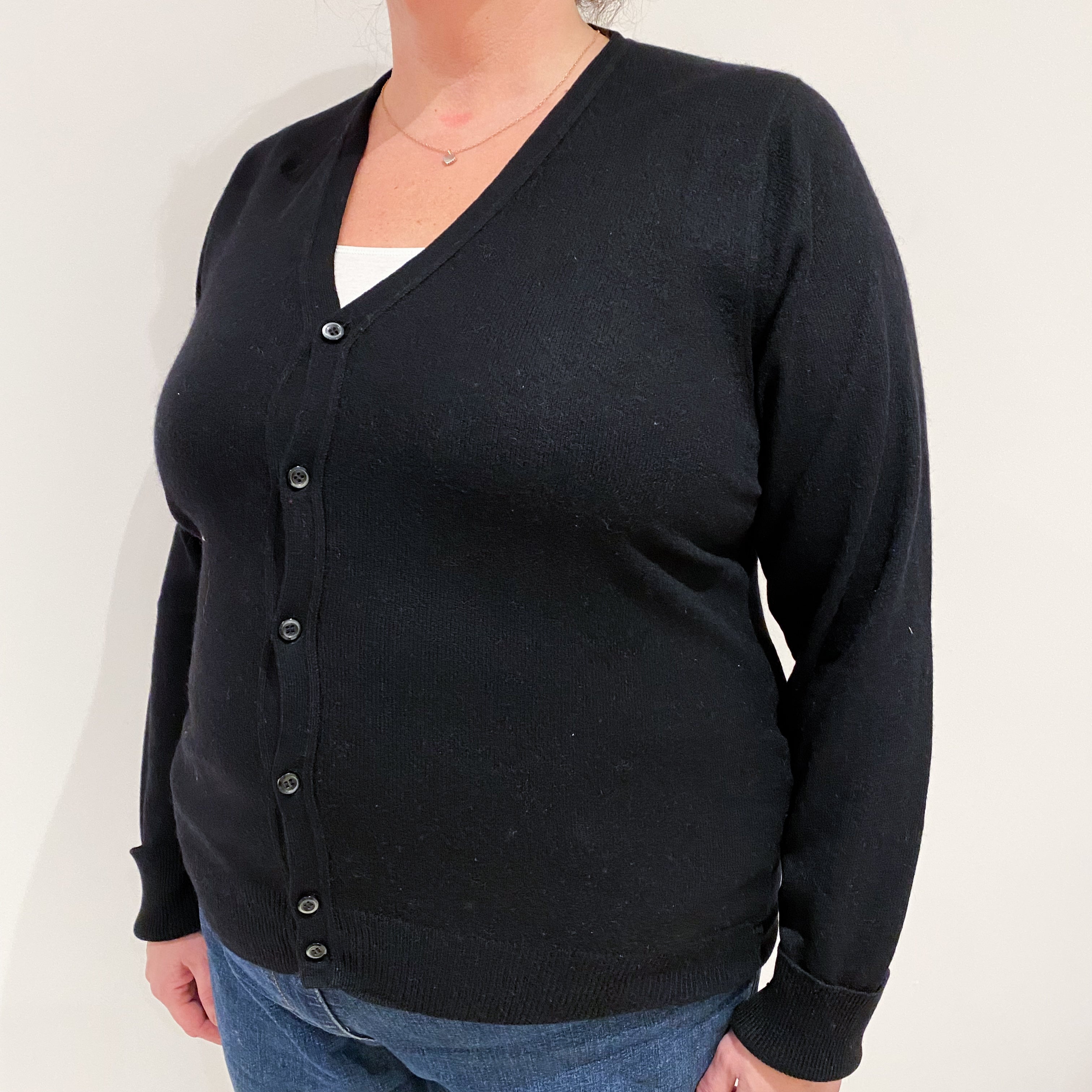 Black Cashmere V-Neck Cardigan Extra Large