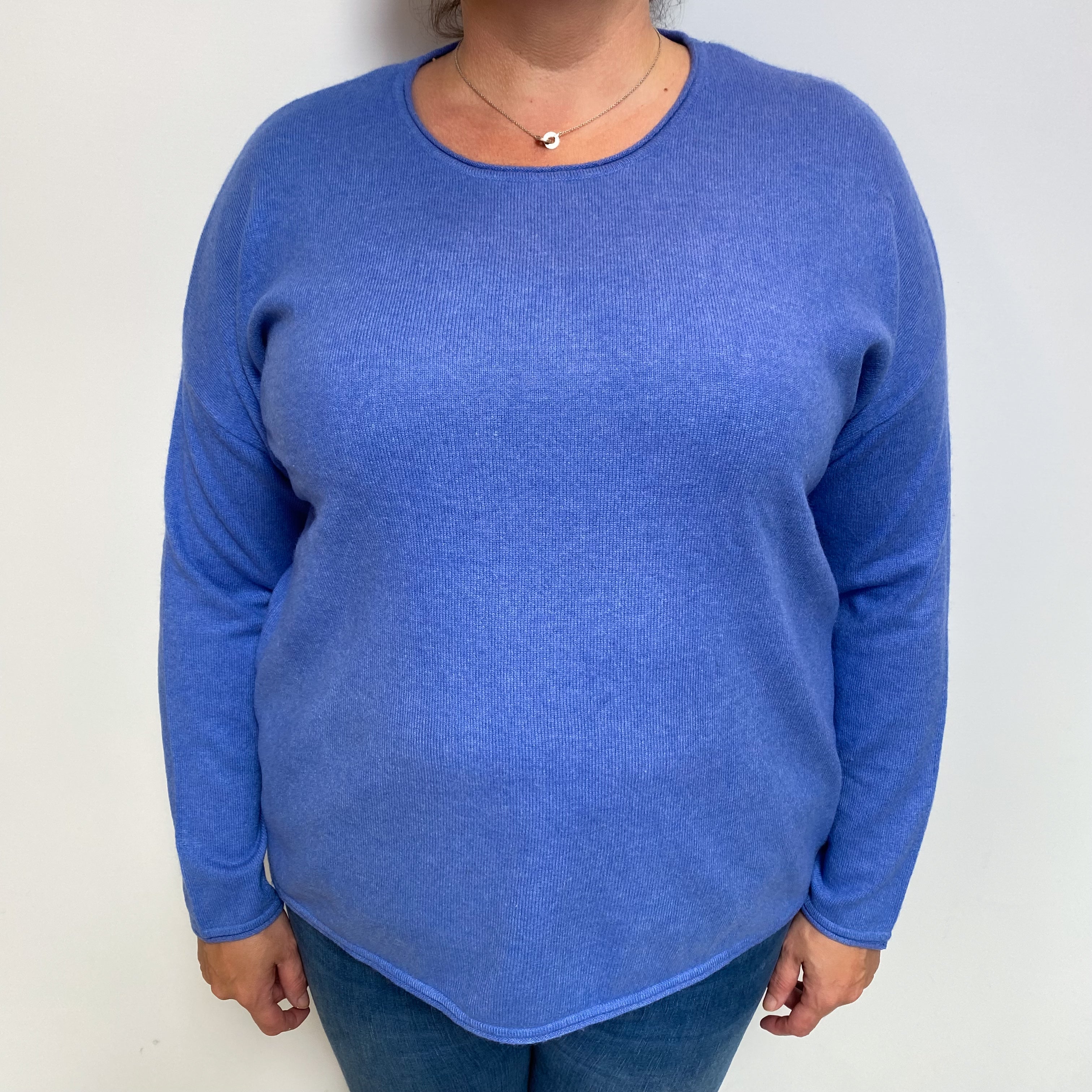 Tanzanite Blue Cashmere Crew Neck Jumper Extra Large