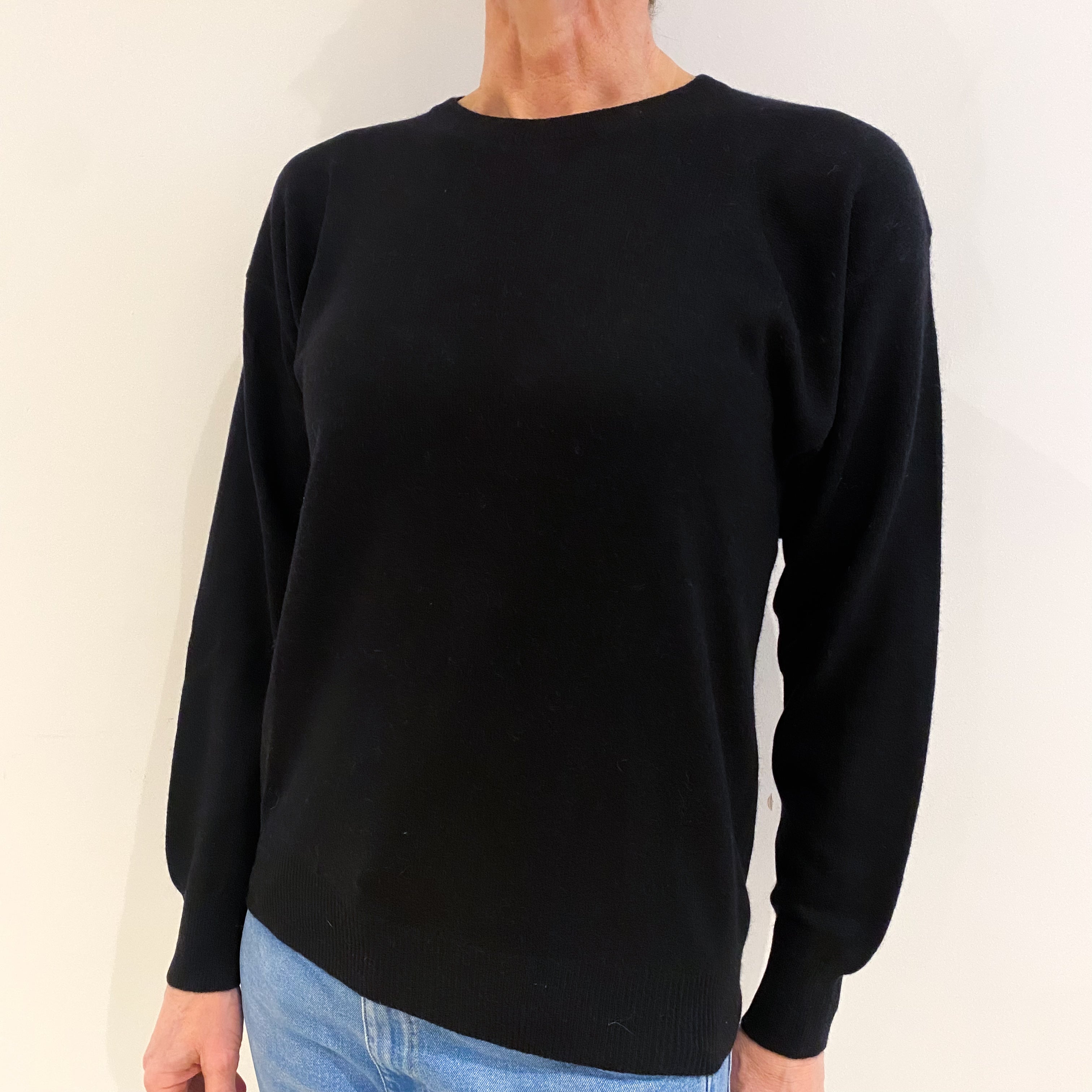 Black Cashmere Crew Neck Jumper Small