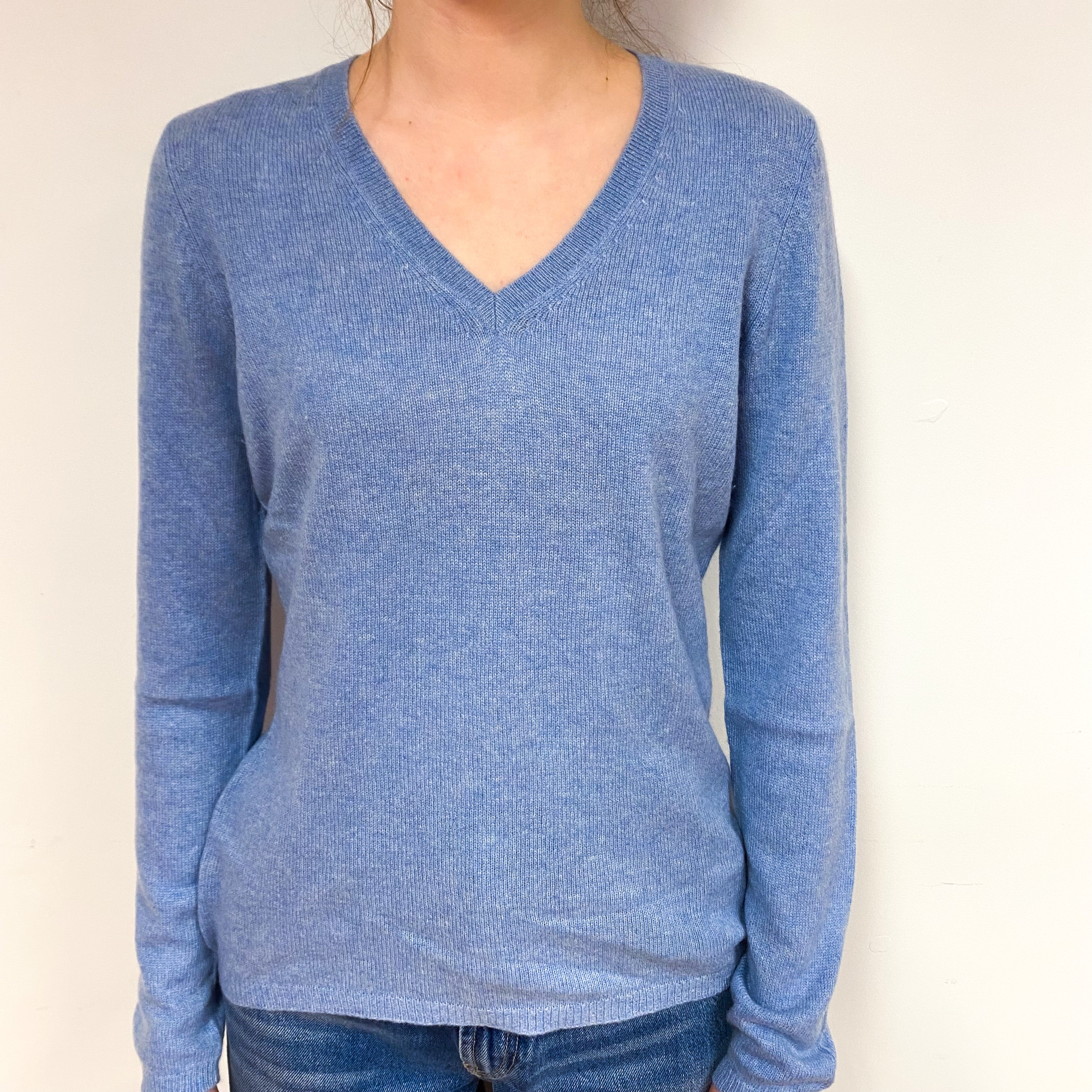 Sky Blue Lightweight Cashmere V-Neck Jumper Extra Small