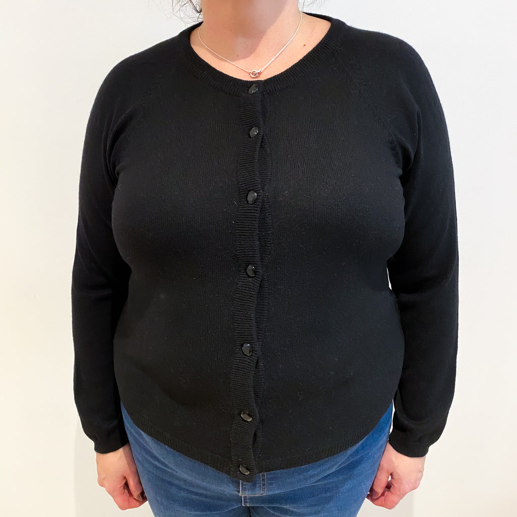 Black Cashmere Crew Neck Cardigan Extra Large