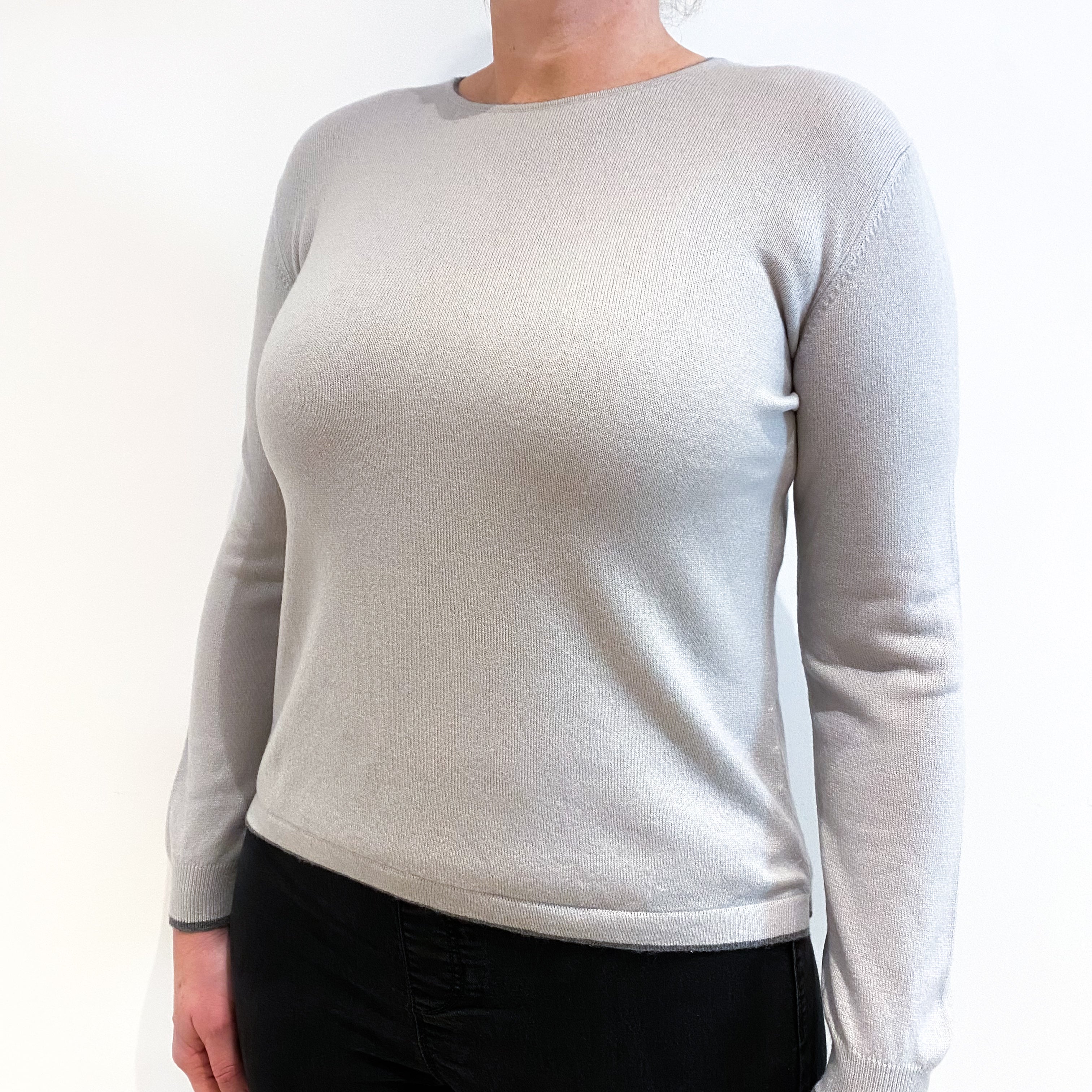Mist Grey Cashmere Crew Neck Jumper Large