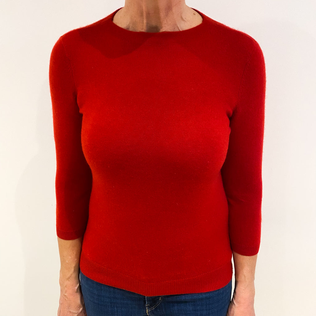 Postbox Red Cashmere Crew Neck Jumper Medium