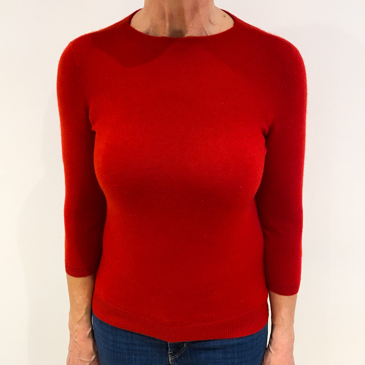 Postbox Red Cashmere Crew Neck Jumper Medium