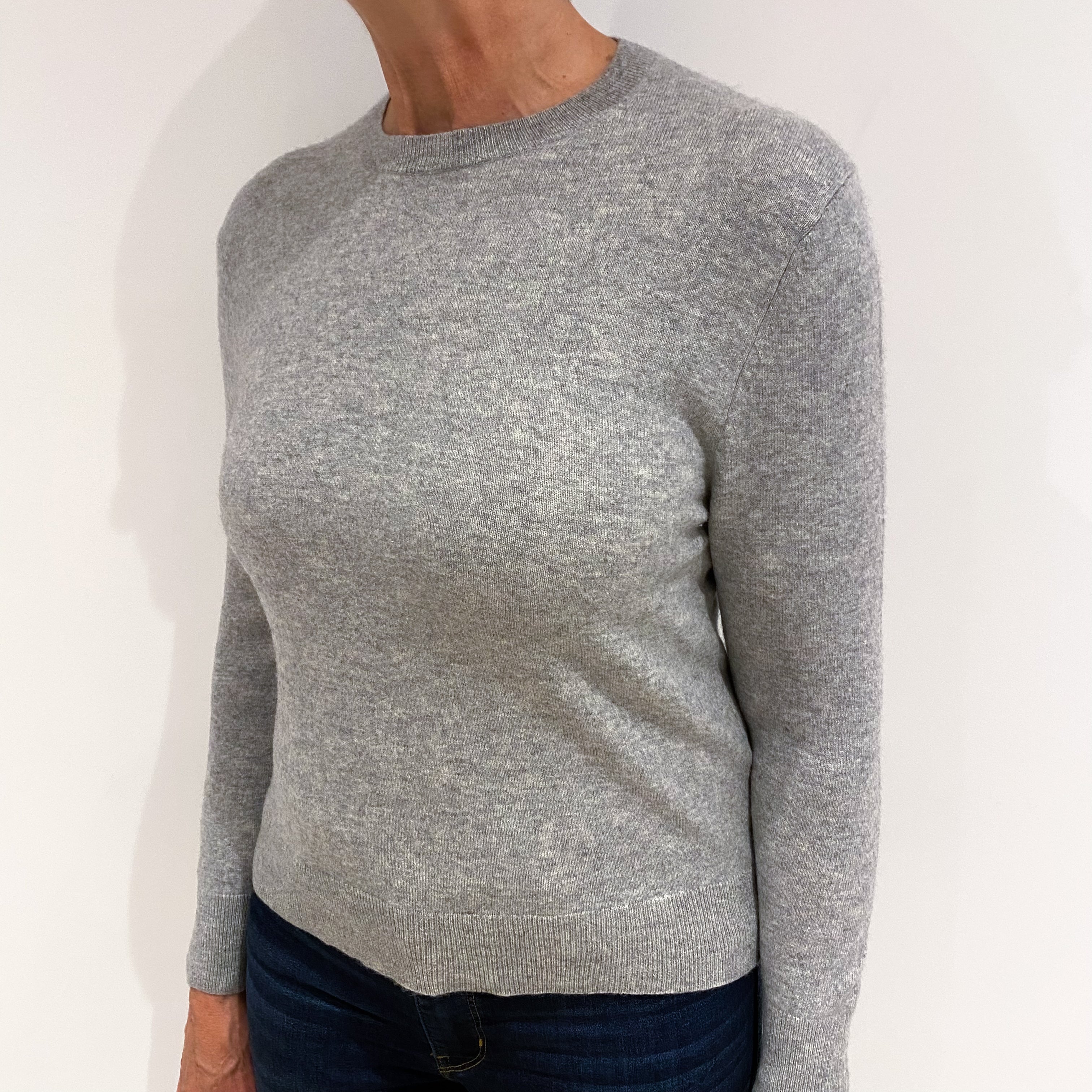 Smoke Grey Cashmere Crew Neck Jumper Medium