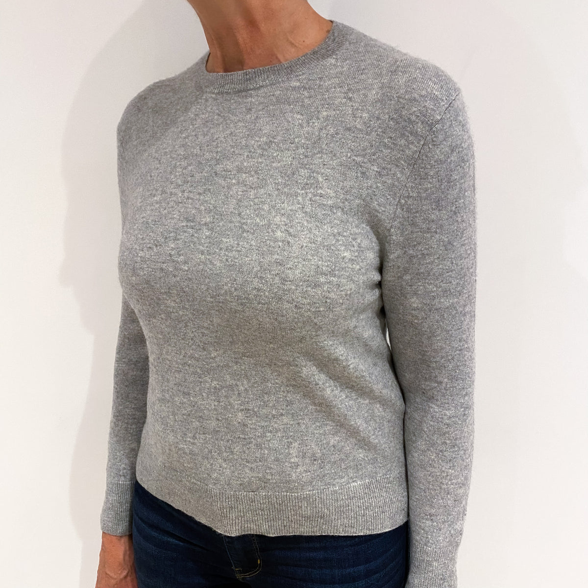 Smoke Grey Cashmere Crew Neck Jumper Medium