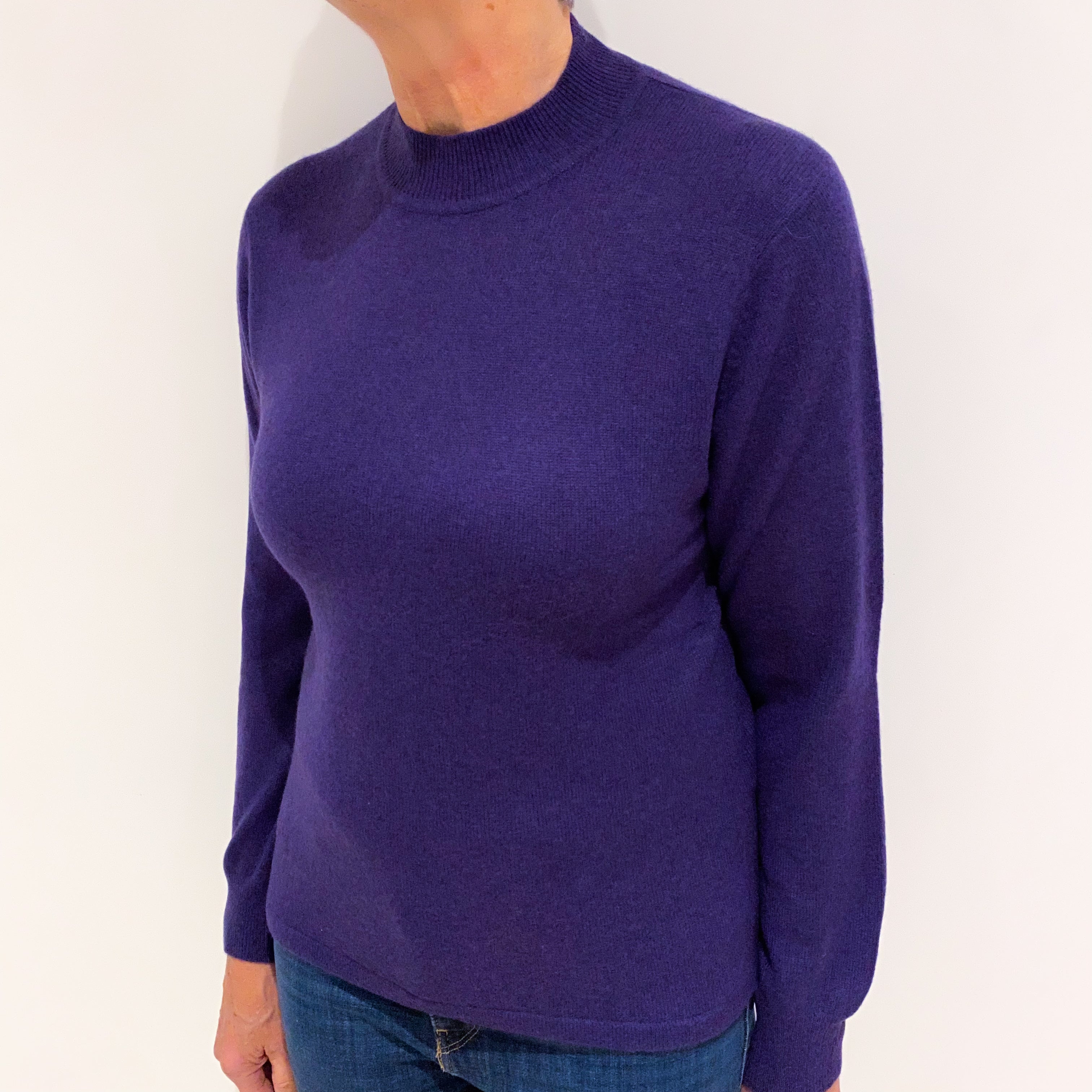 Iris Purple Cashmere Polo Neck Jumper Medium