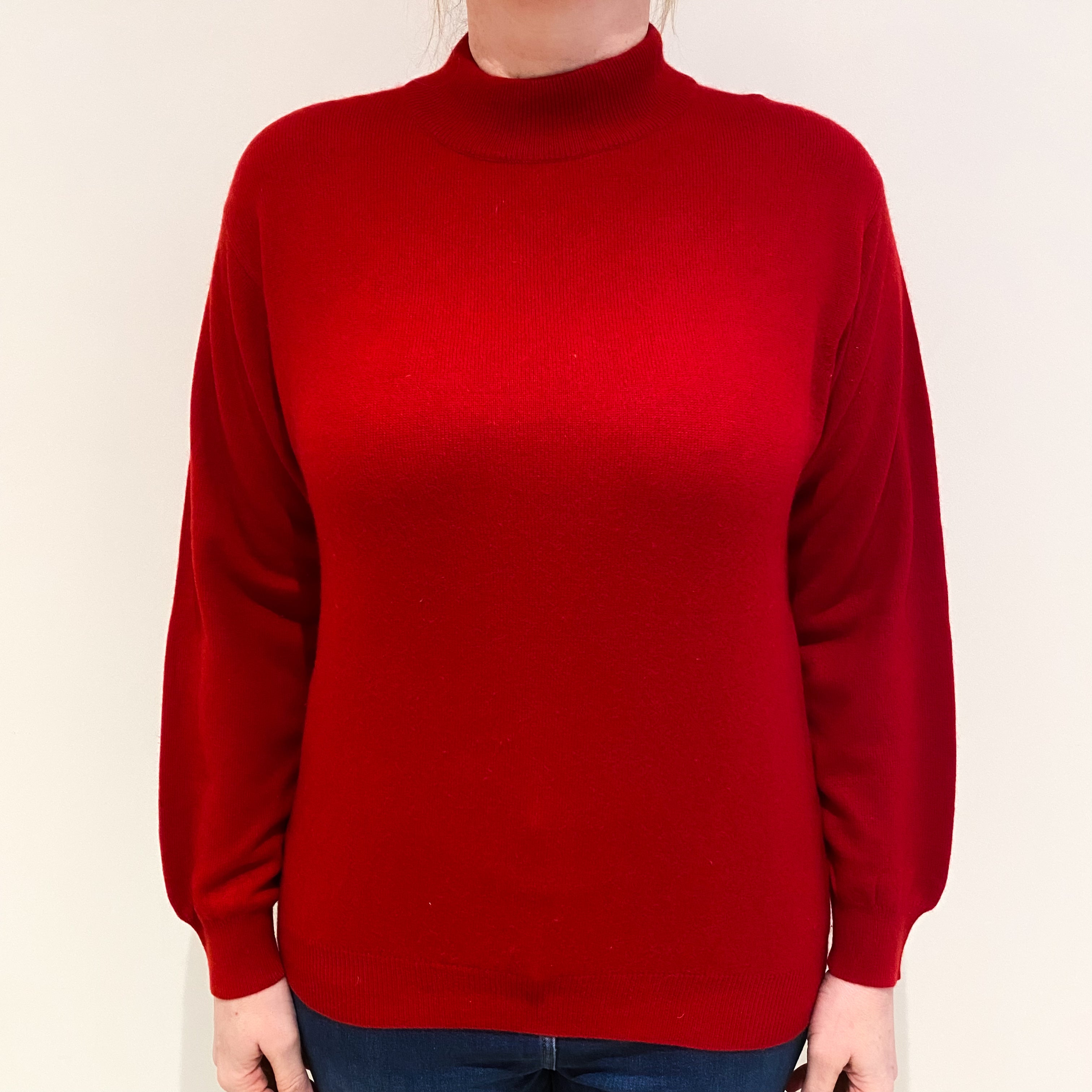 Scarlet Red Cashmere Turtle Neck Jumper Large