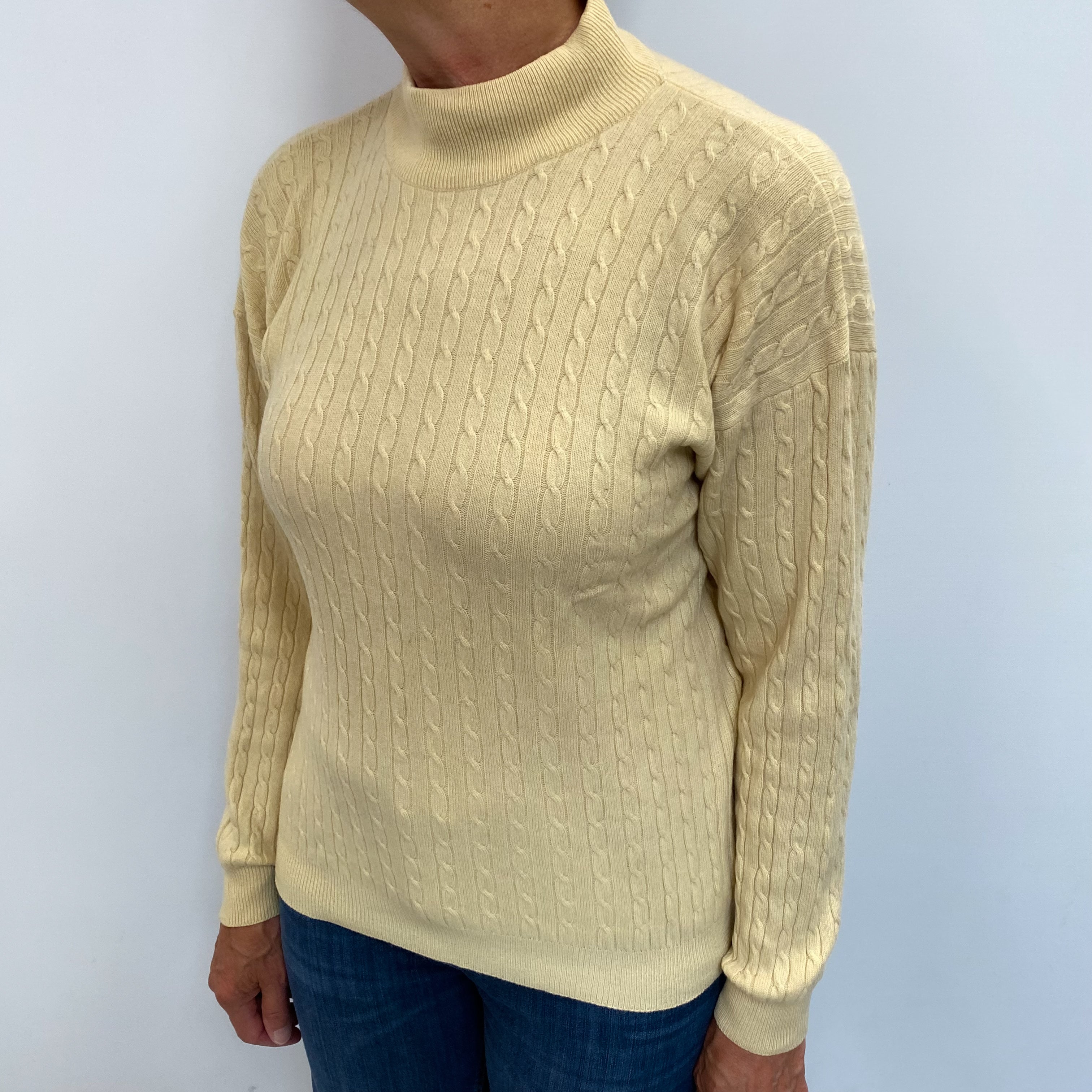 Honey Beige Cashmere Turtle Neck Jumper Medium