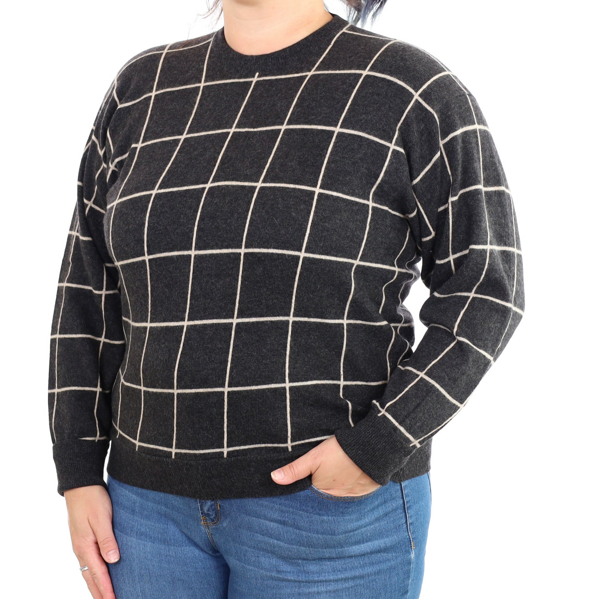 Charcoal Grey Cashmere Crew Neck Jumper Large