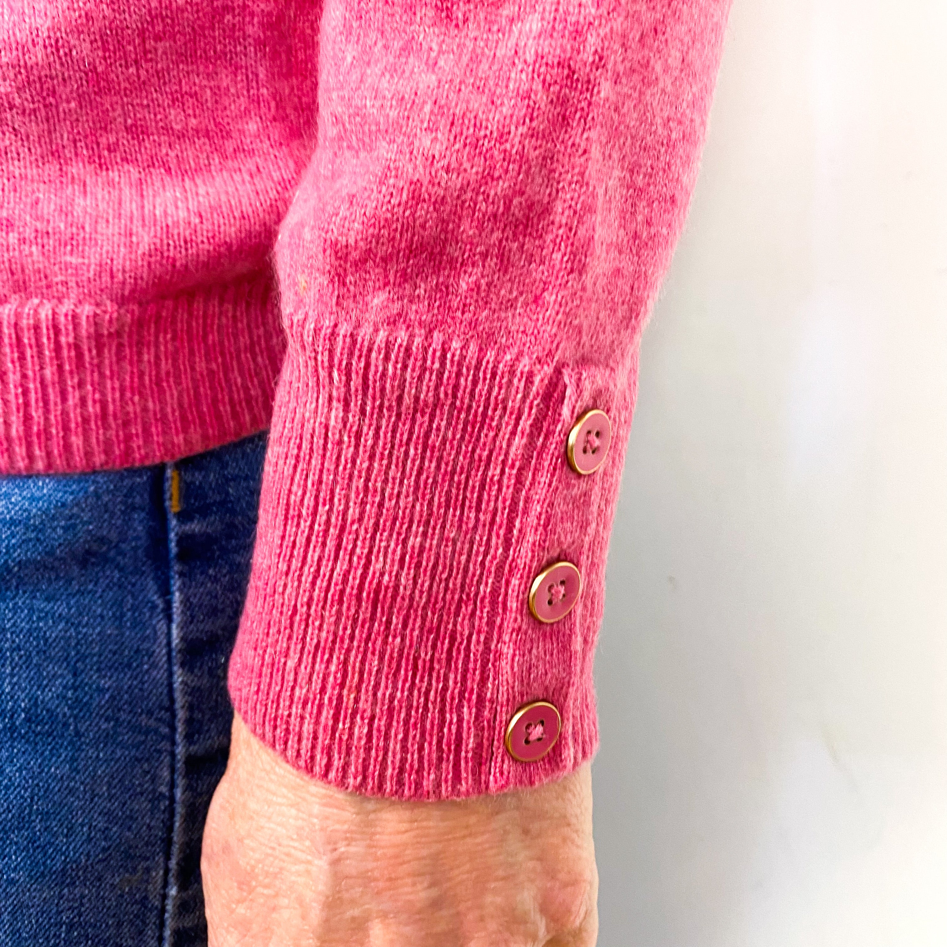 Raspberry Pink Cashmere Crew Neck Jumper Medium