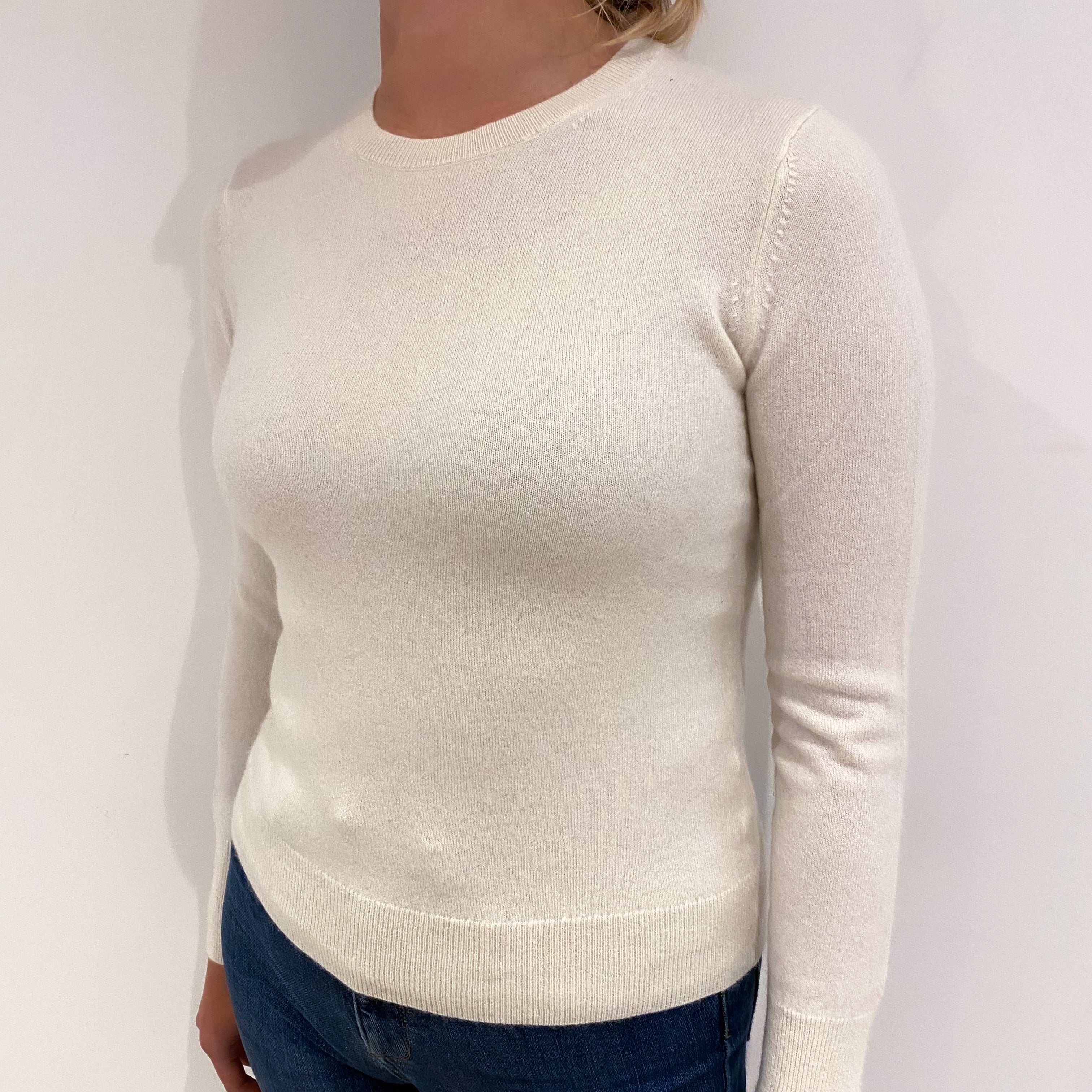 Winter White Cashmere Crew Neck Jumper Small