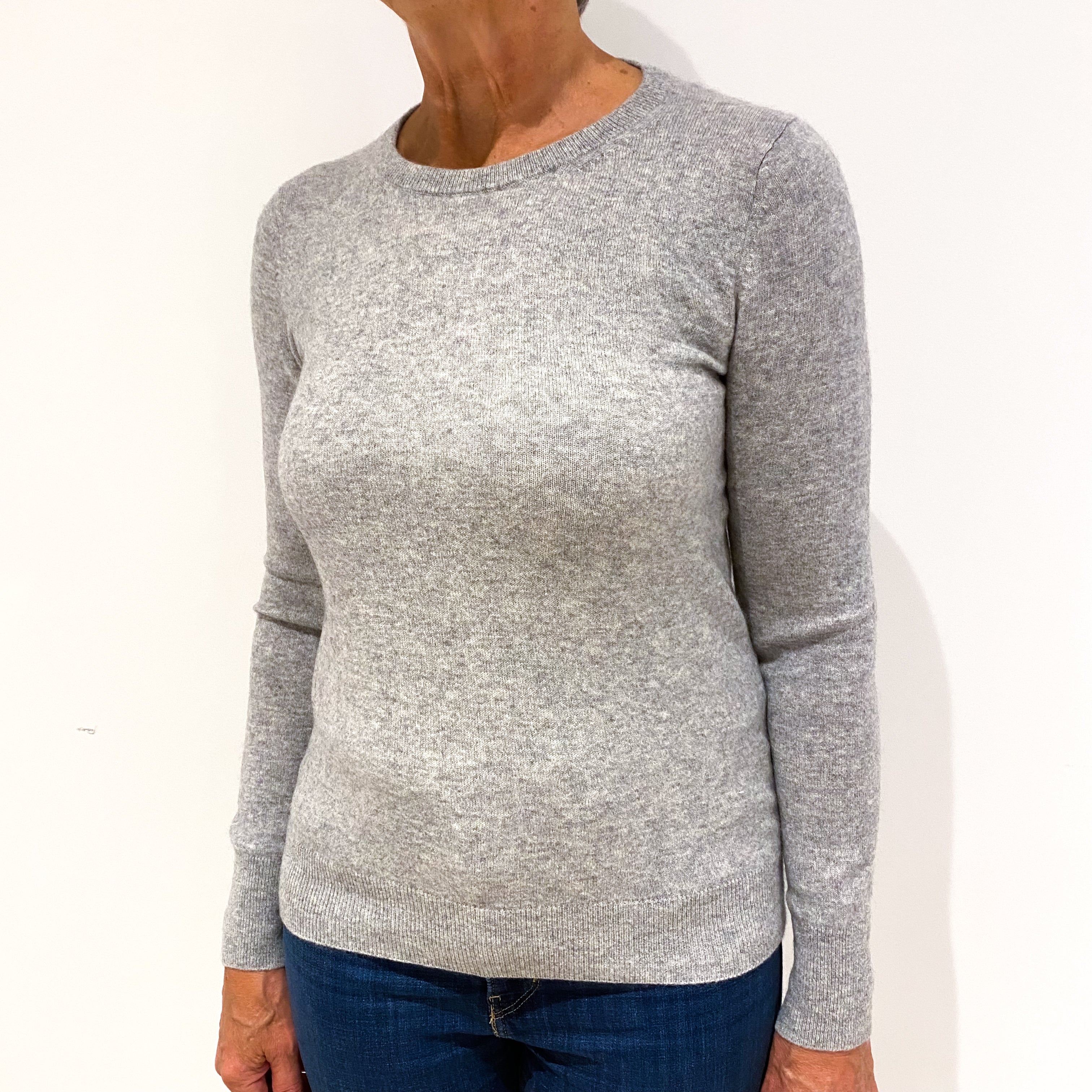 Smoke Grey Cashmere Crew Neck Jumper Medium