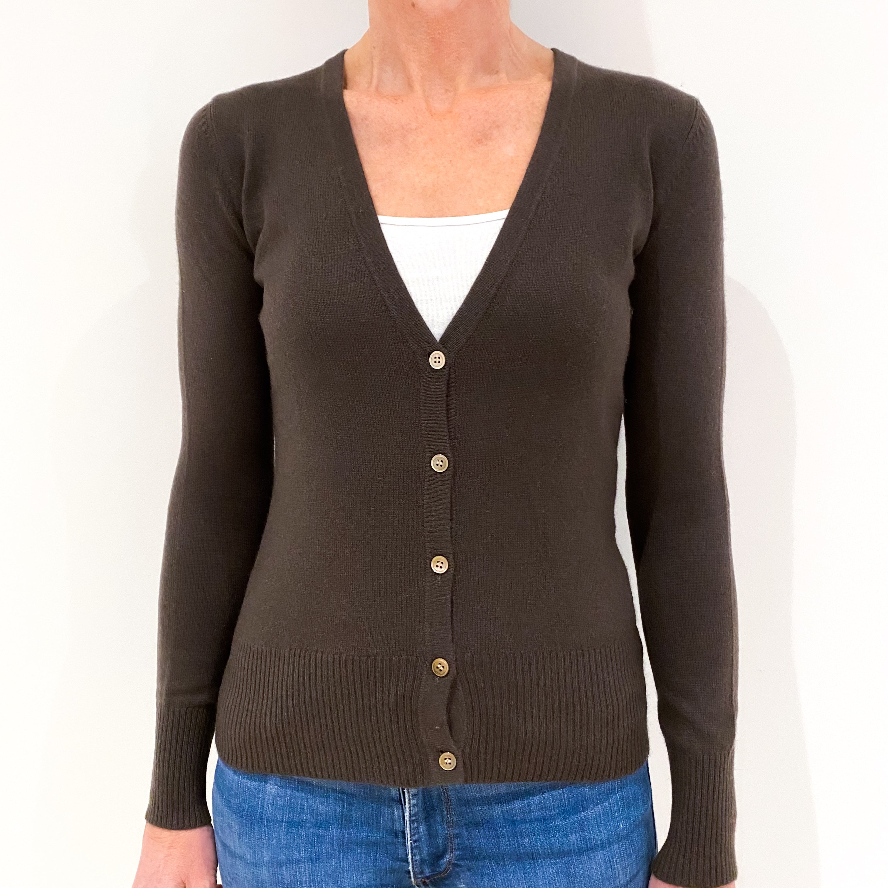 Dark Chocolate Brown Cashmere Cardigan Small