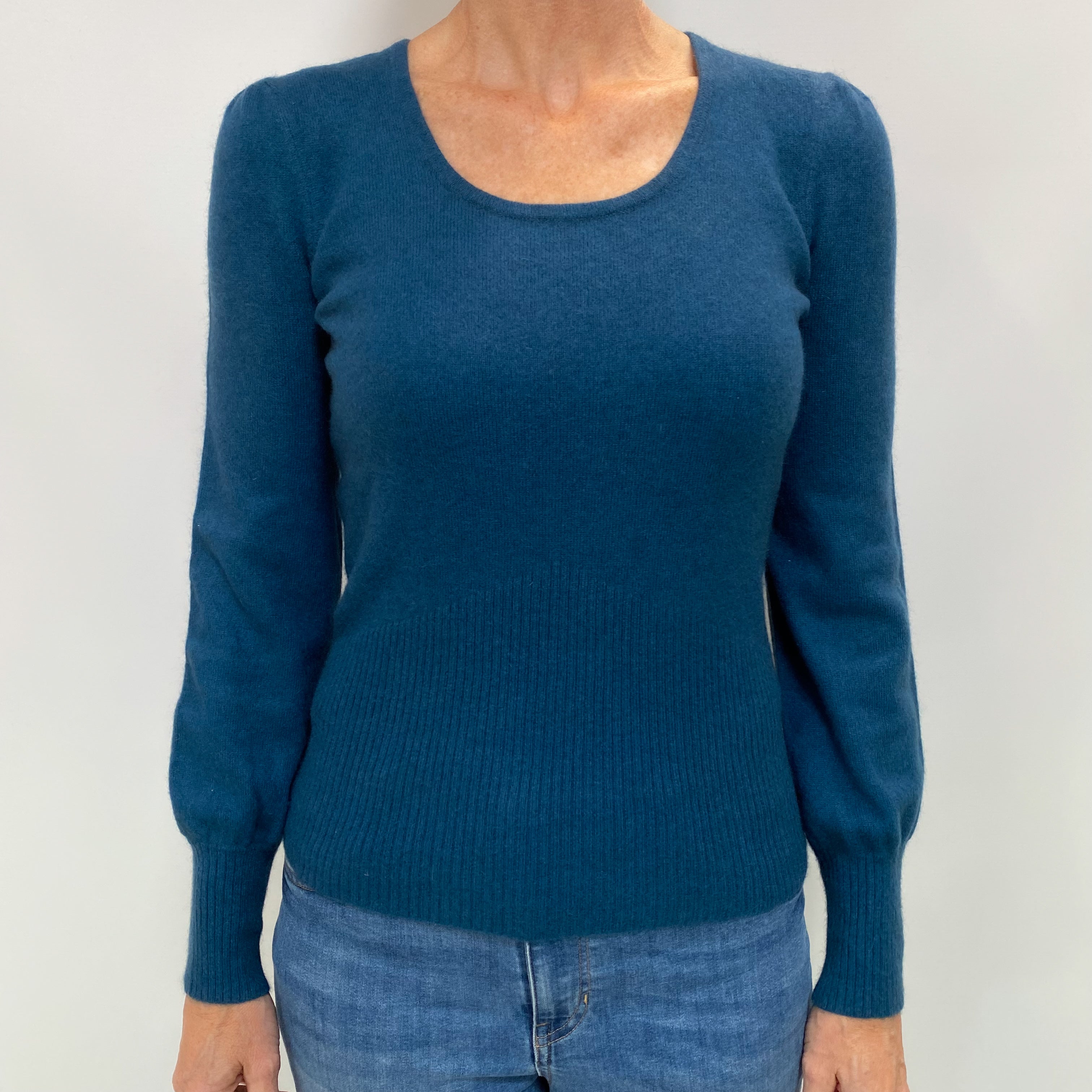 Deep Ocean Blue Cashmere Crew Neck Jumper Small