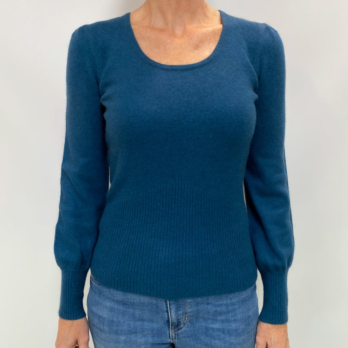 Deep Ocean Blue Cashmere Crew Neck Jumper Small
