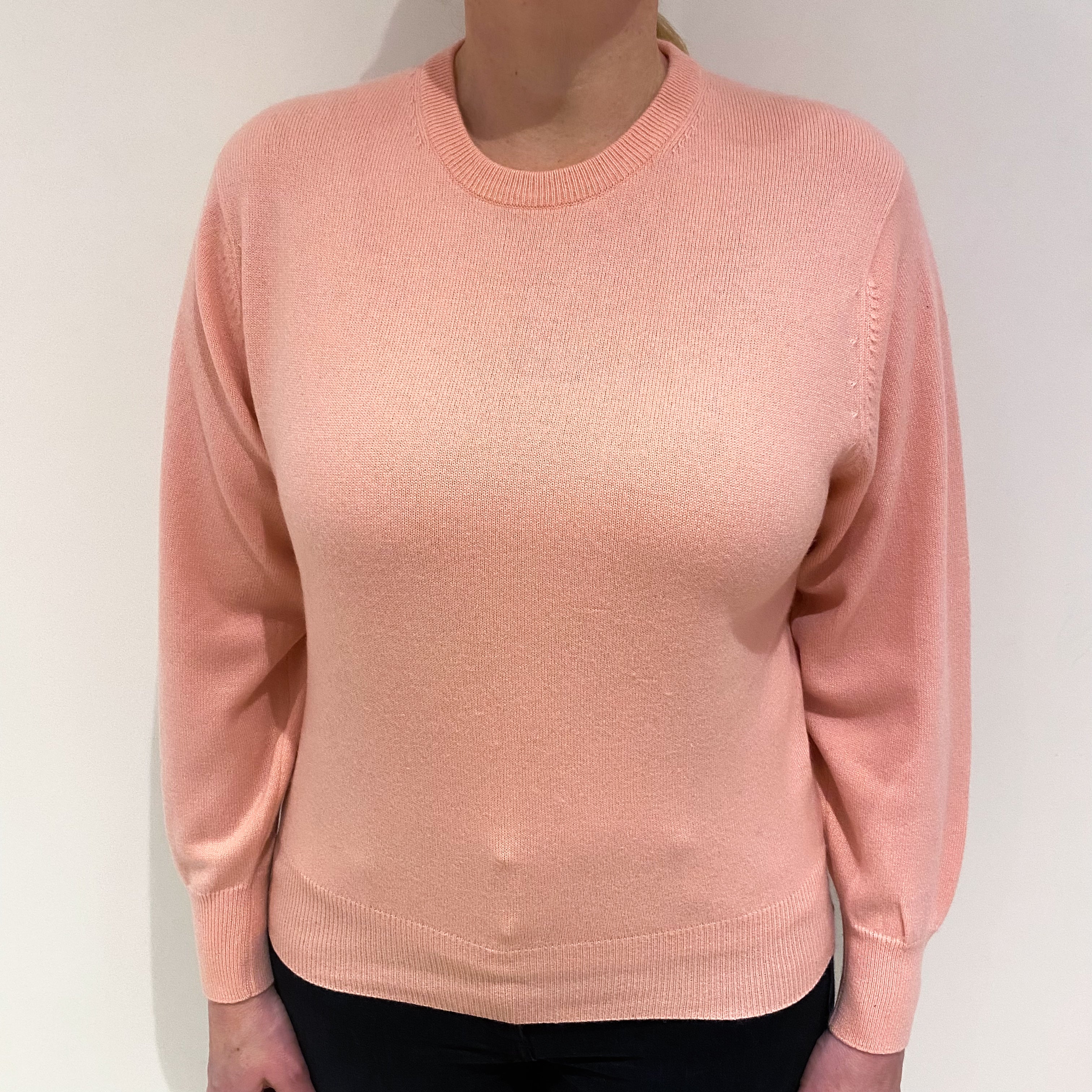 Blush Pink Cashmere Crew Neck Jumper Large