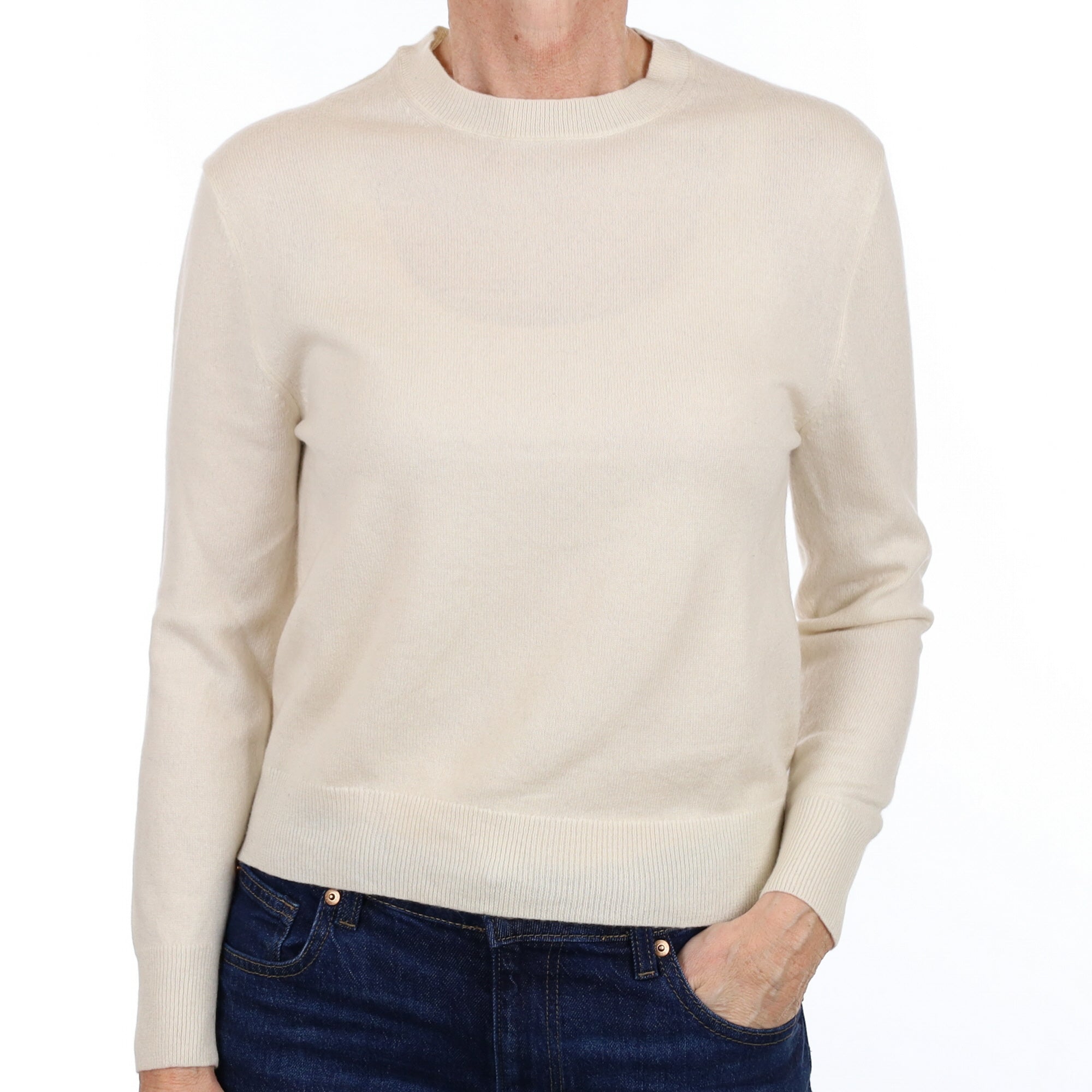 Ivory Cream Cashmere Crew Neck Jumper Small