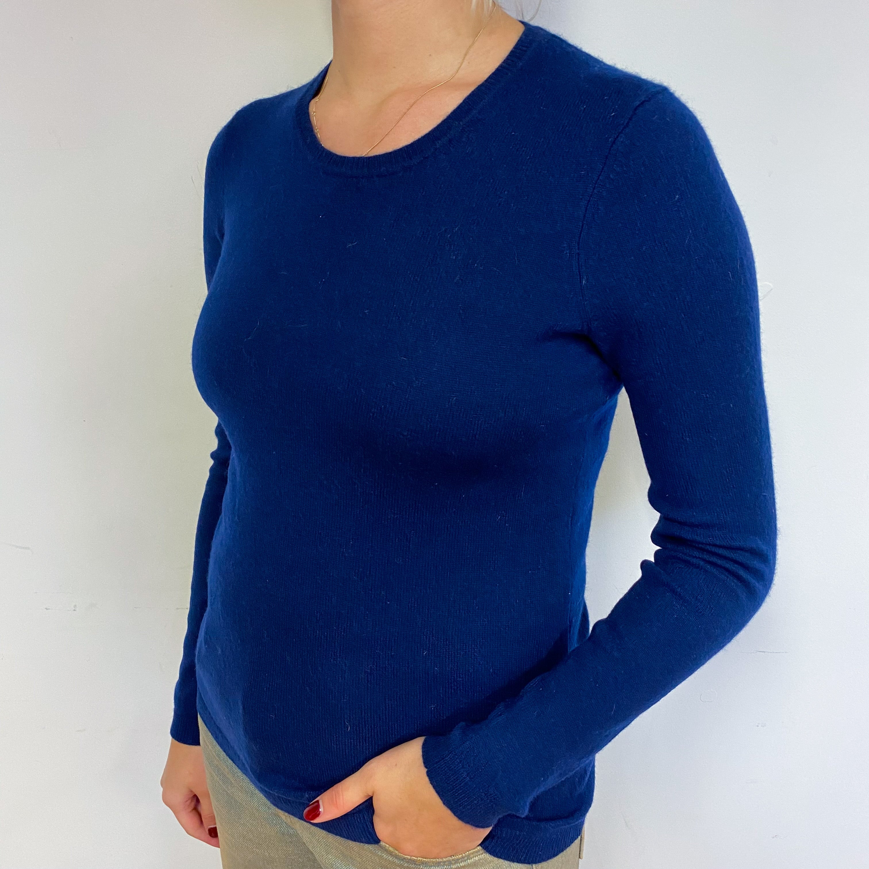 Navy Blue Cashmere Crew Neck Jumper Small