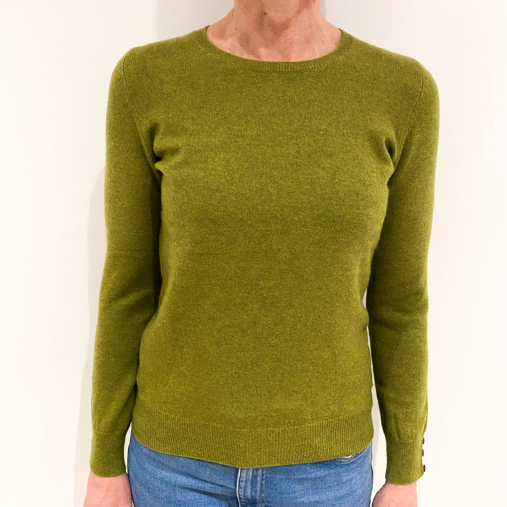 Moss Green Cashmere Crew Neck Jumper Small