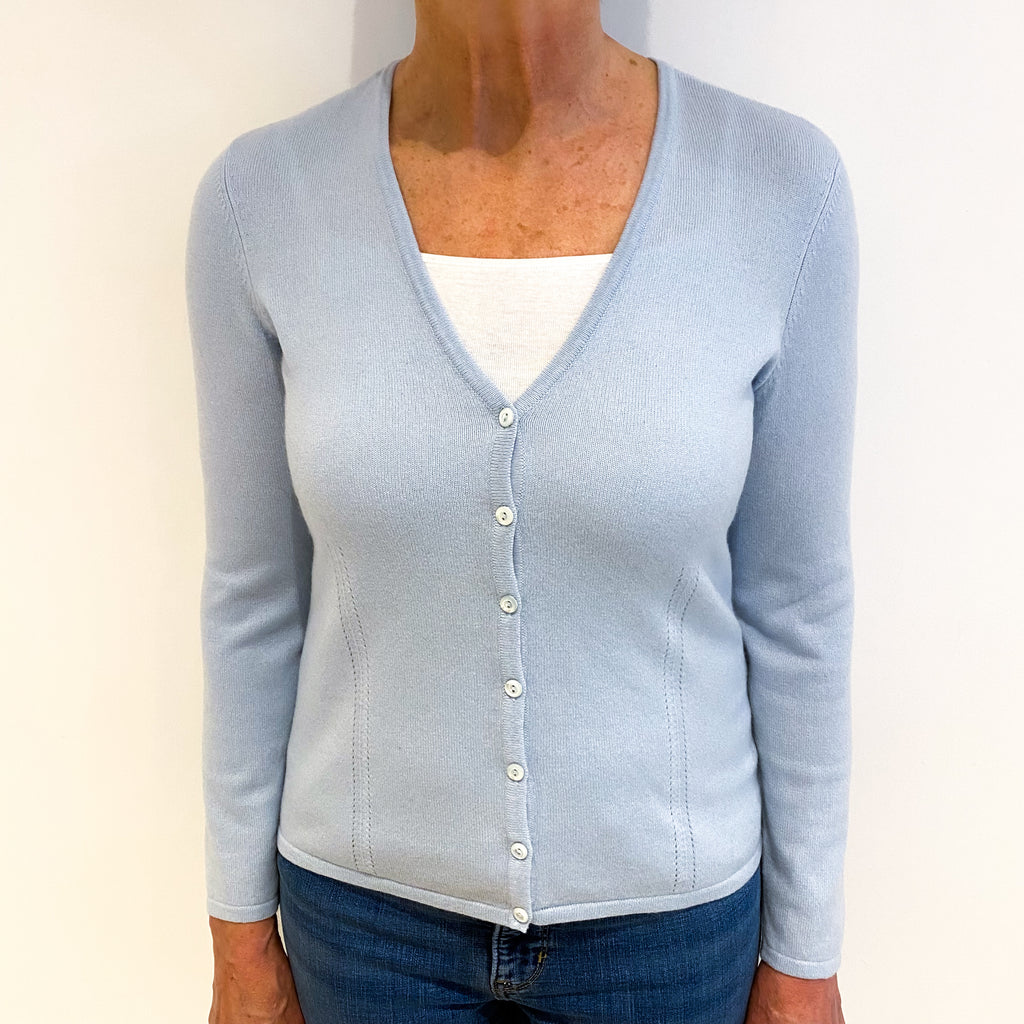 Powder Blue Cashmere V Neck Cardigan Medium
