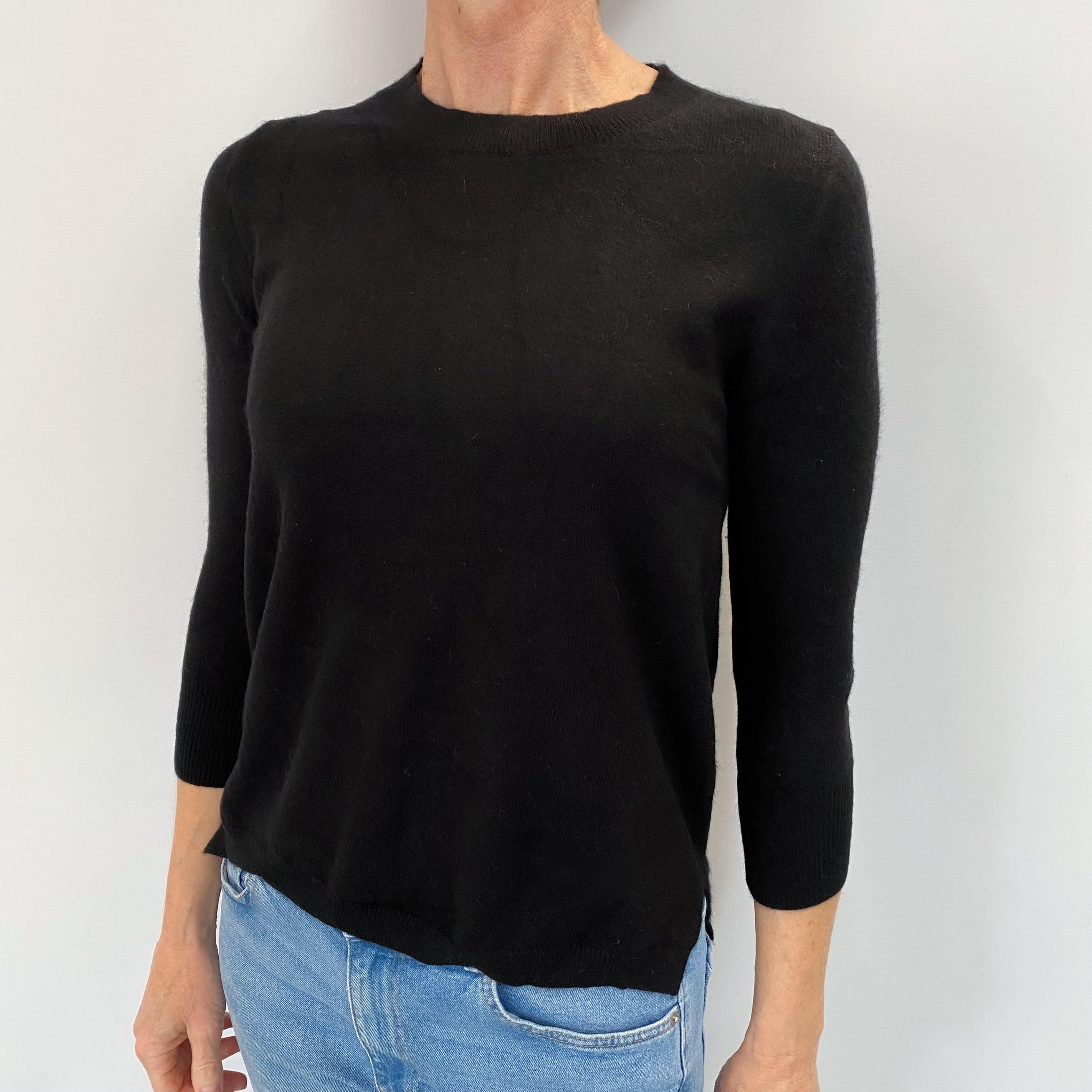 Black Cashmere Crew Neck Jumper Small
