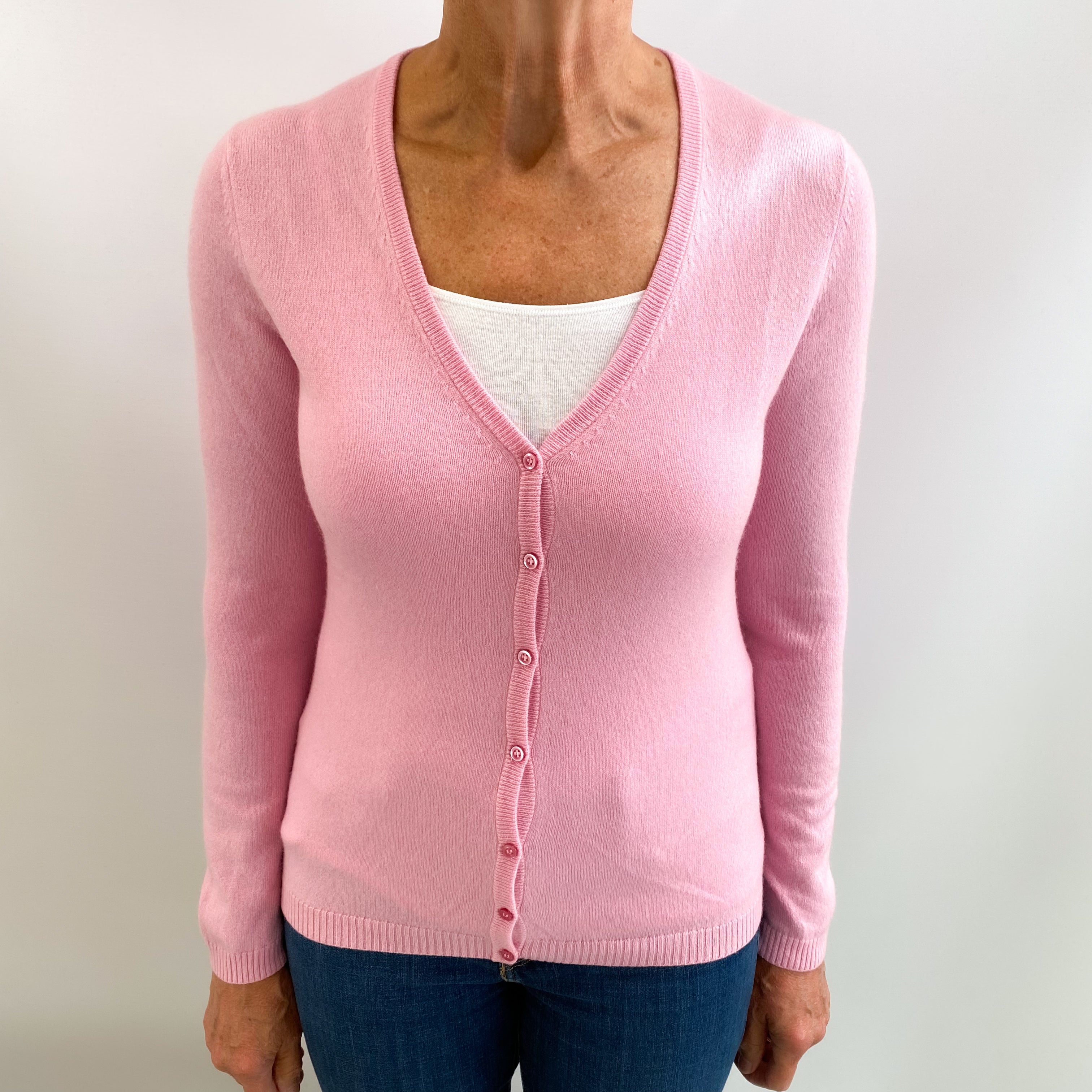 Sugar Mouse Pink Cashmere V Neck Cardigan Medium
